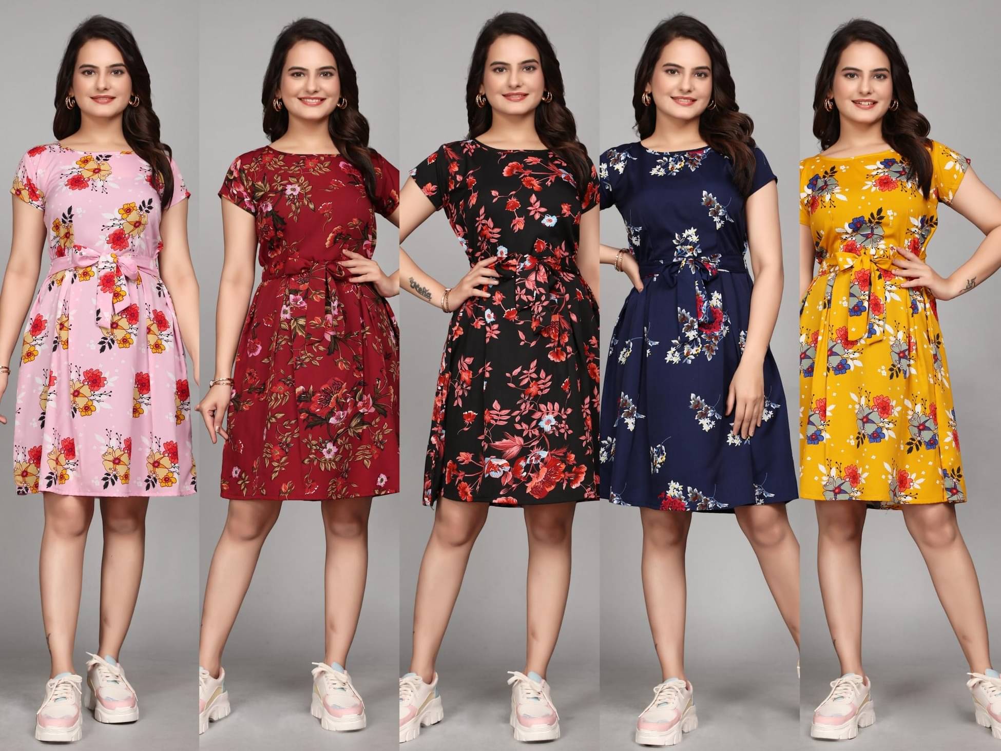     			KALAVRITTA Women Crepe Printed Fit & Flare Dress ( Multicolor )