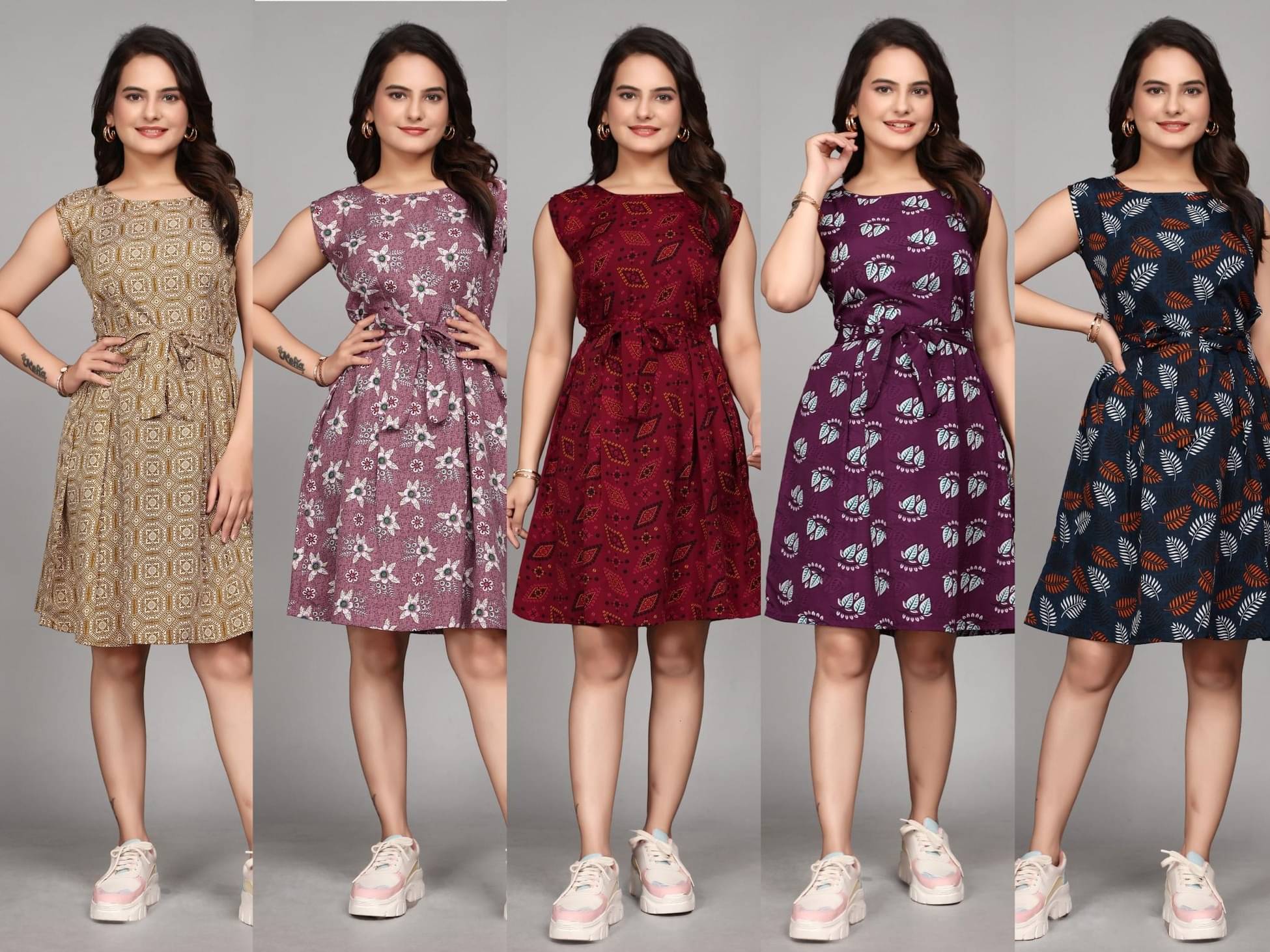 KALAVRITTA Women Crepe Printed Fit & Flare Dress ( Multicolor ) KALAVRITTA Women Crepe Printed Fit & Flare Dress ( Multicolor )