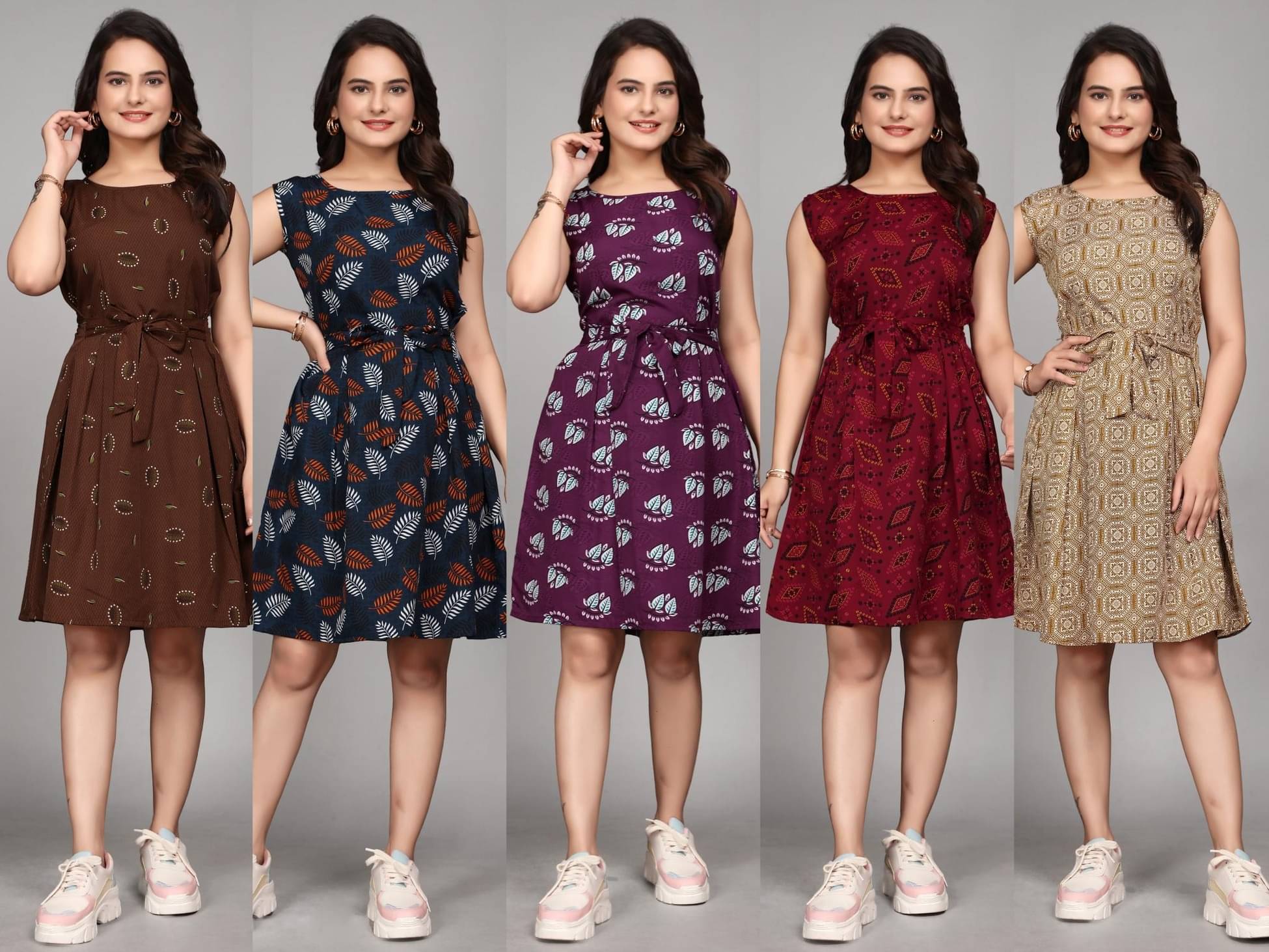 KALAVRITTA Women Crepe Printed Fit & Flare Dress ( Multicolor ) KALAVRITTA Women Crepe Printed Fit & Flare Dress ( Multicolor )