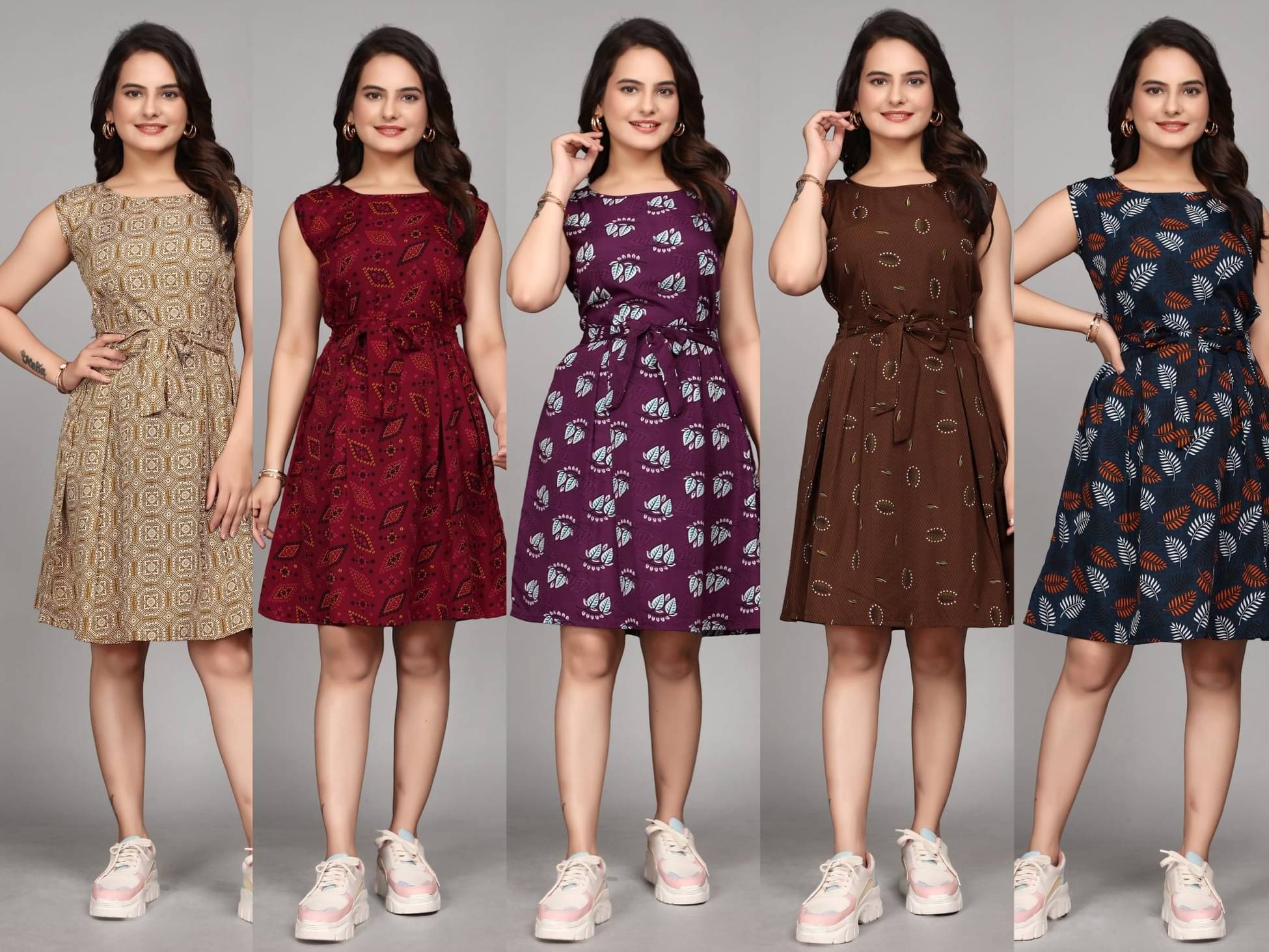     			KALAVRITTA Women Crepe Printed Fit & Flare Dress ( Multicolor )