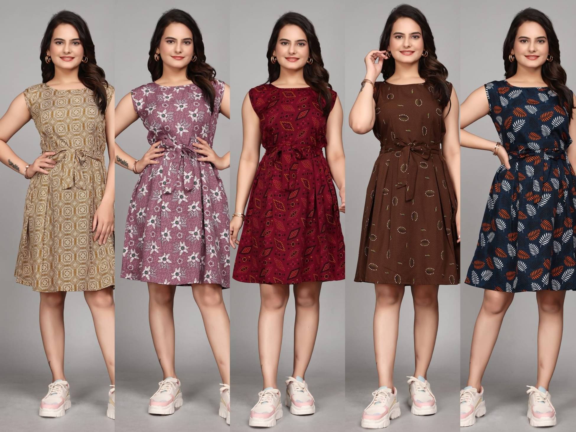     			KALAVRITTA Women Crepe Printed Fit & Flare Dress ( Multicolor )