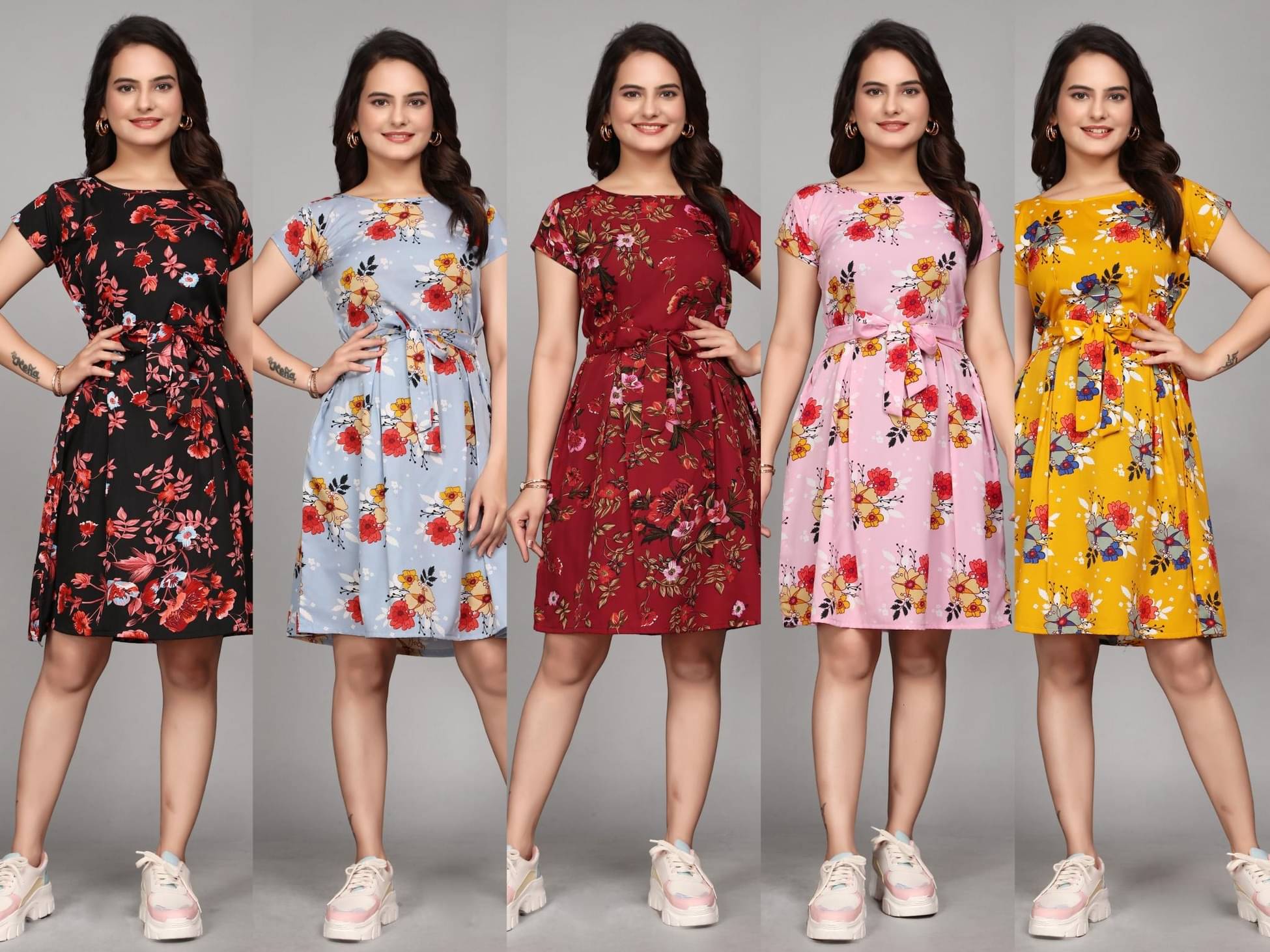     			KALAVRITTA Women Crepe Printed Fit & Flare Dress ( Multicolor )