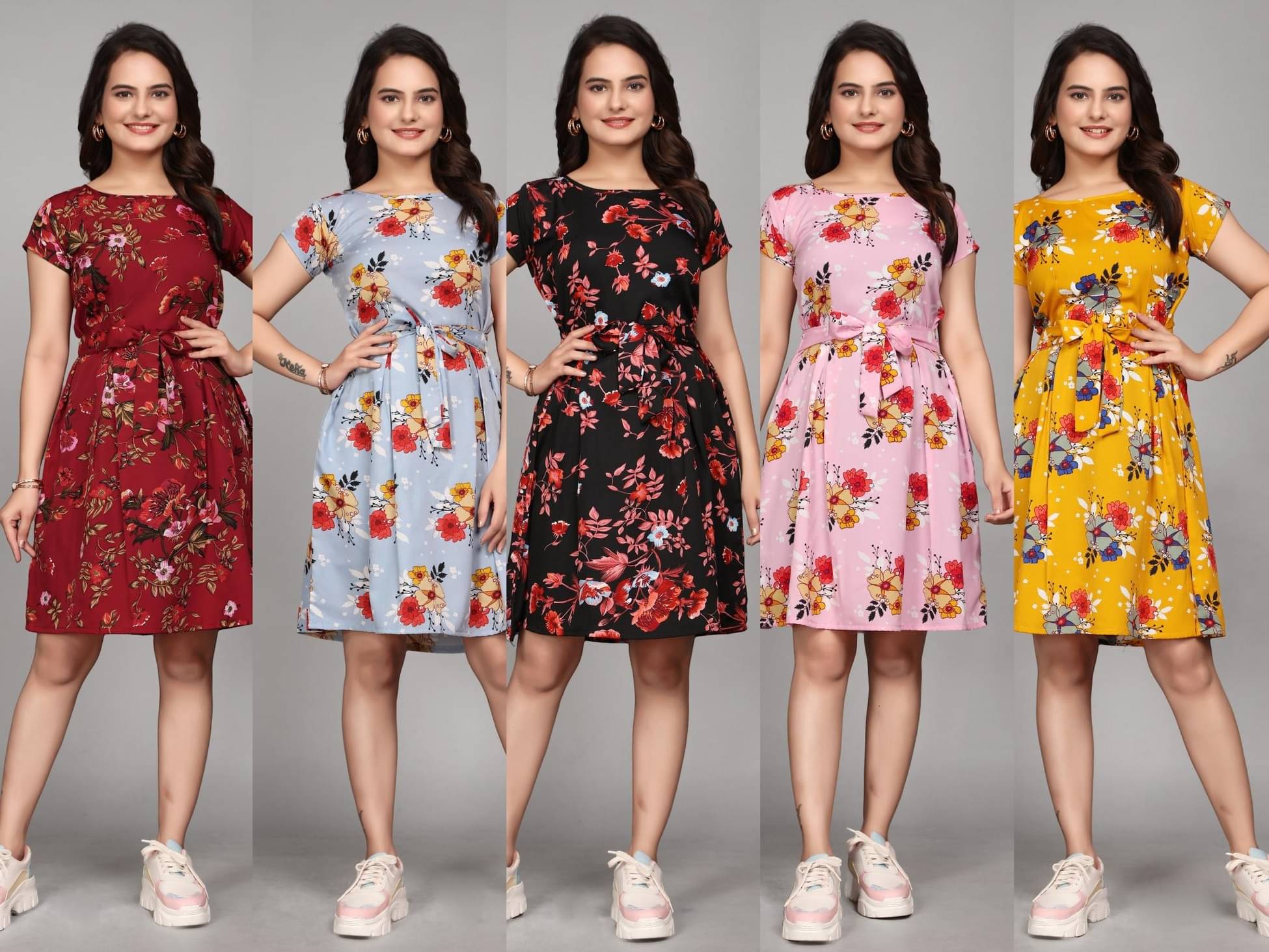 KALAVRITTA Women Crepe Printed Fit & Flare Dress ( Multicolor ) KALAVRITTA Women Crepe Printed Fit & Flare Dress ( Multicolor )