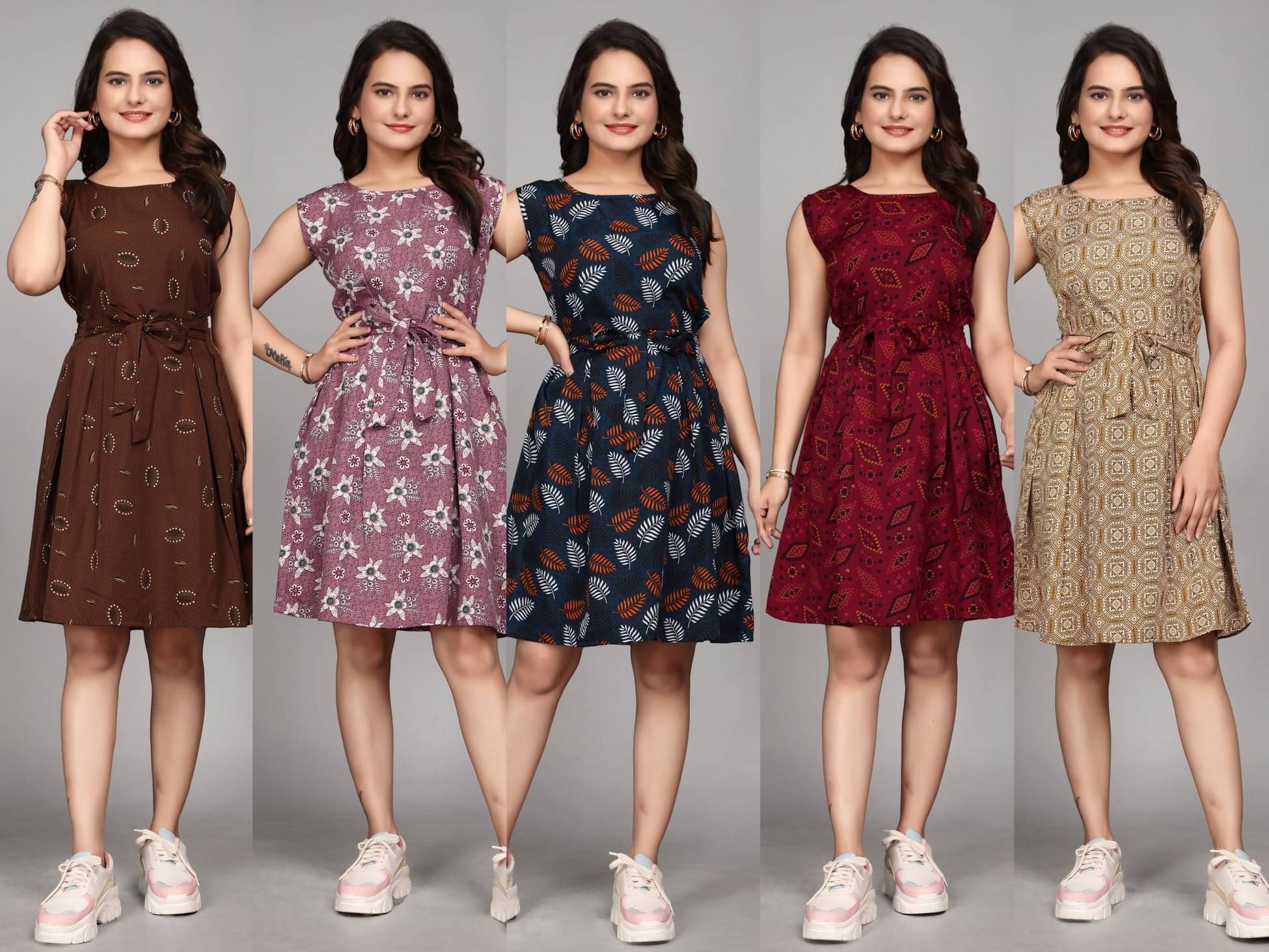    			KALAVRITTA Women Crepe Printed Fit & Flare Dress ( Multicolor )