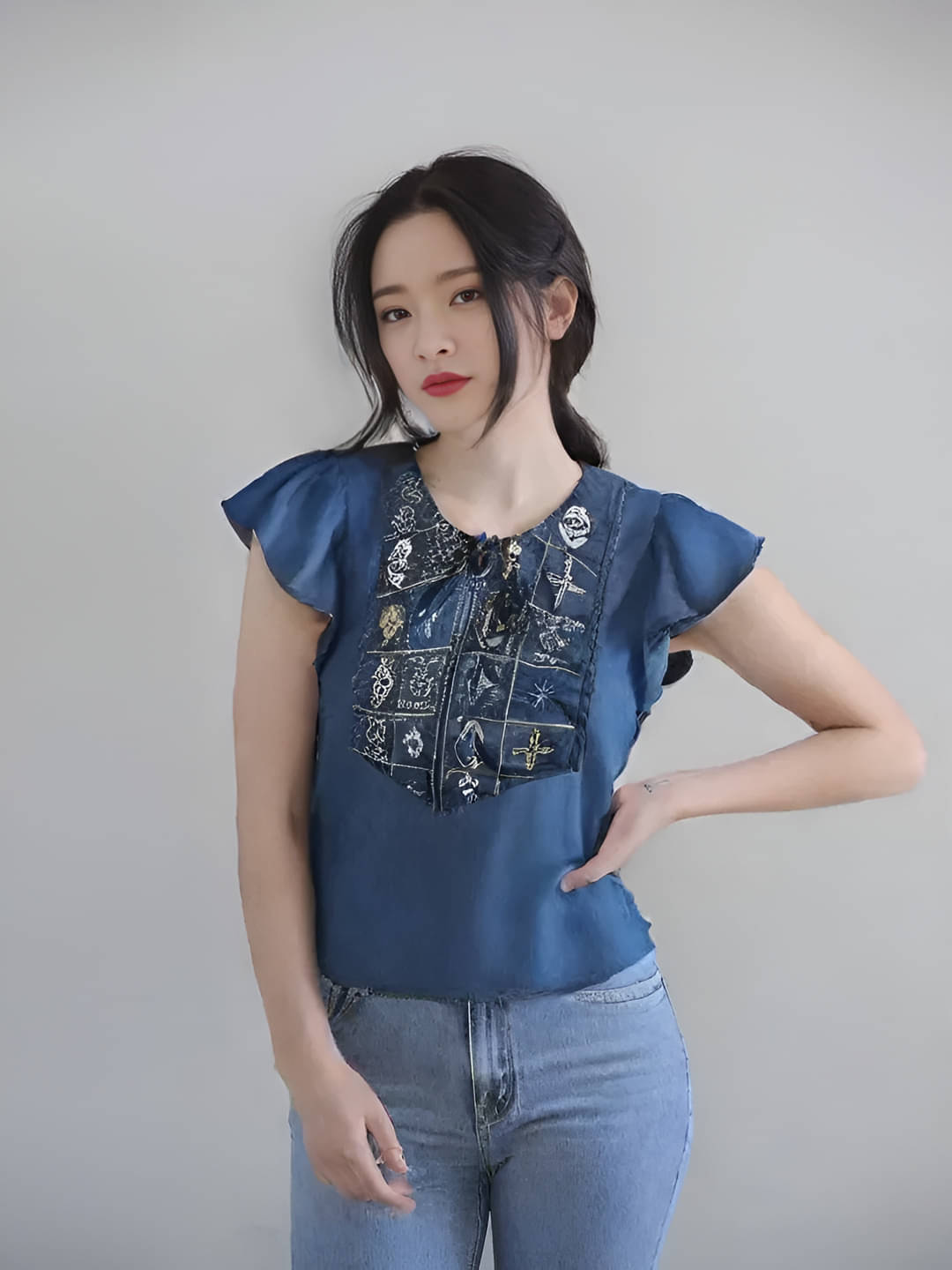 MAYKR Women's Denim Regular Top ( Blue )     			MAYKR Women's Denim Regular Top ( Blue )