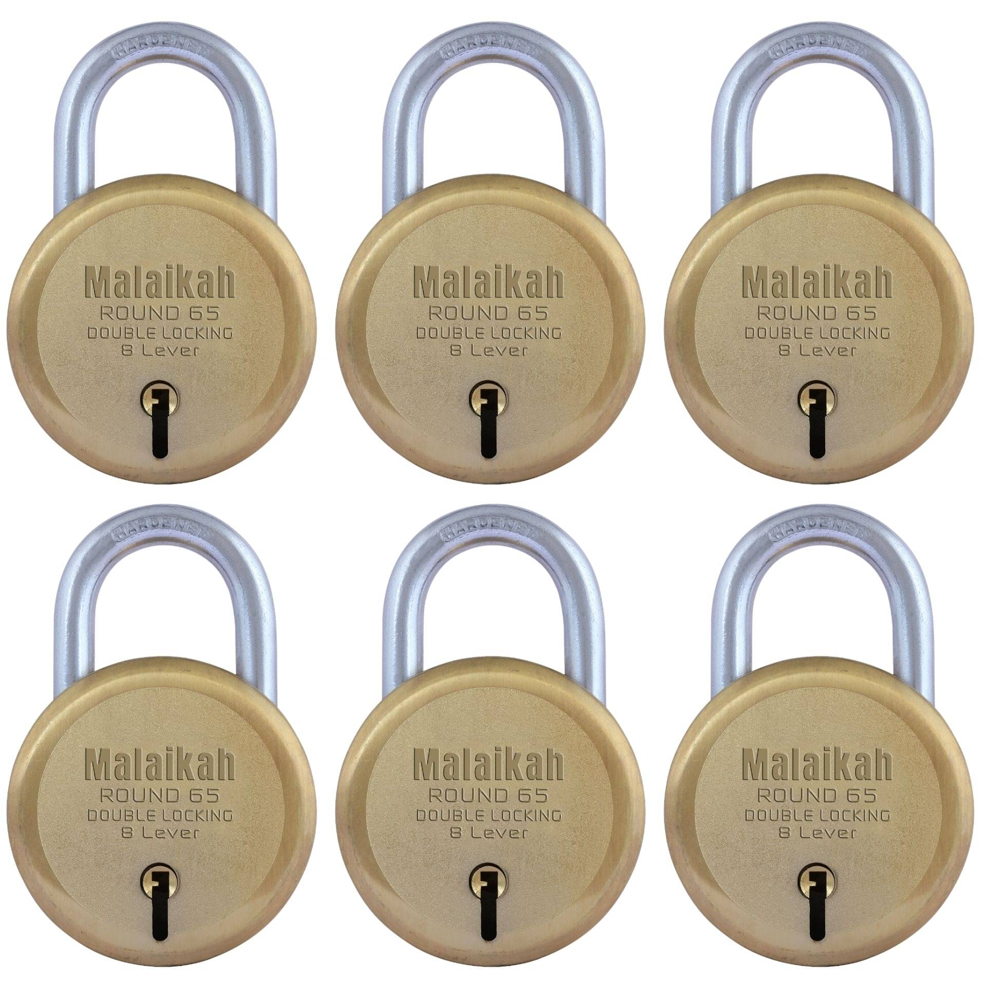 Malaikah Gold 65 mm Padlock Double Locking 8 Lever With 3 Keys, Ideal for Gate, Shutter and Shop, Ideal for Gate, Shutter and Shop Made in Aligarh, India, Pack of 6     			Malaikah Gold 65 mm Padlock Double Locking 8 Lever With 3 Keys, Ideal for Gate, Shutter and Shop, Ideal for Gate, Shutter and Shop Made in Aligarh, India, Pack of 6