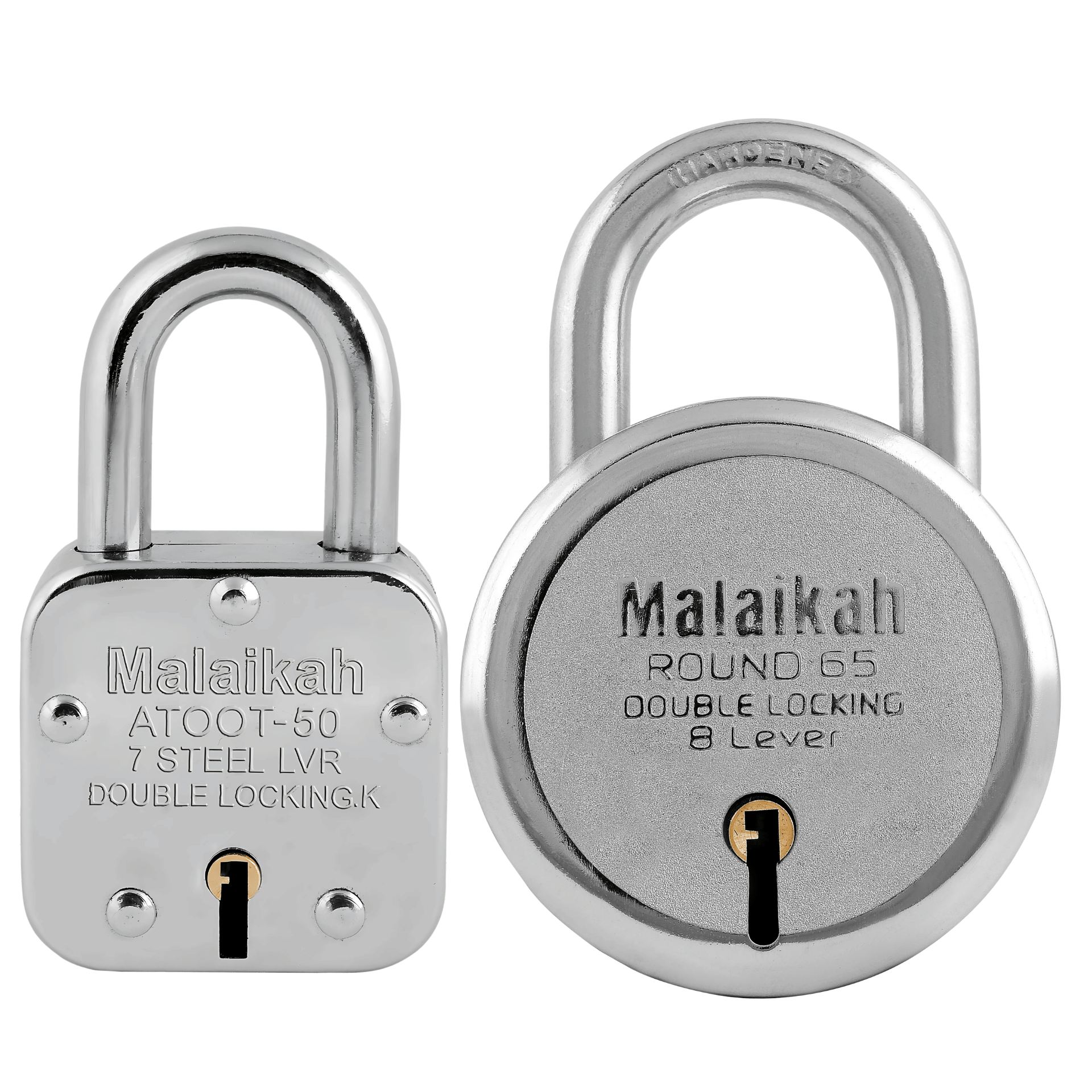     			Malaikah Locks Padlocks Pack Of 2 Atoot 50mm And Round 65mm Made In Aligarh India Built For Reliability And Security With 7-Lever Mechanism Ideal For Gates Shutters And Lockers