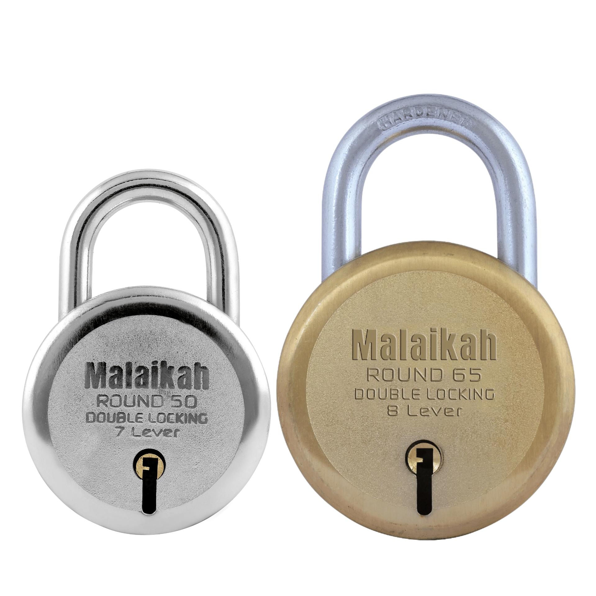     			Malaikah Locks Padlocks Pack Of 2 Round 50mm And Gold 65mm Made In Aligarh India Stylish Design And Robust Security With Corrosion-Resistant Steel And 7-Lever Mechanism For Optimal Security