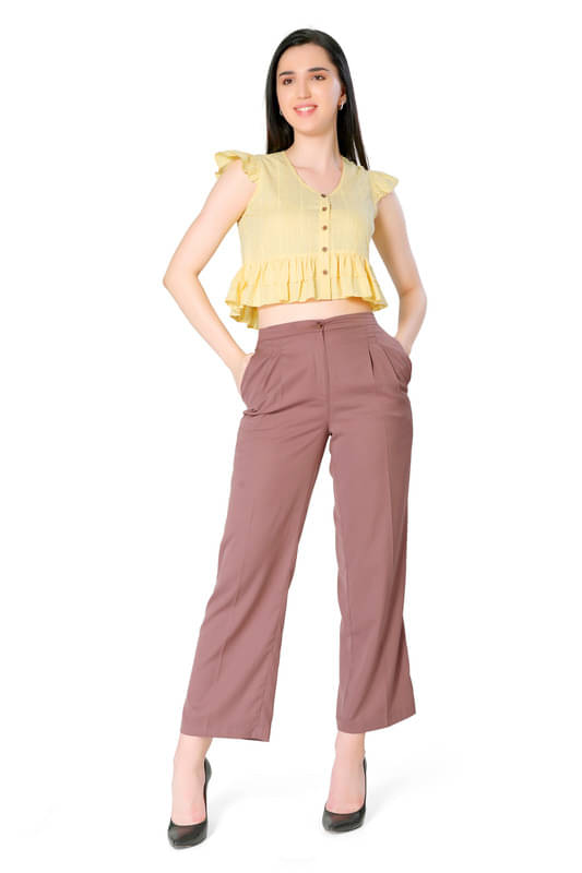     			Mantra Fashion Women's Yellow Cotton Frill hem Crop Top ( Pack of 1 )