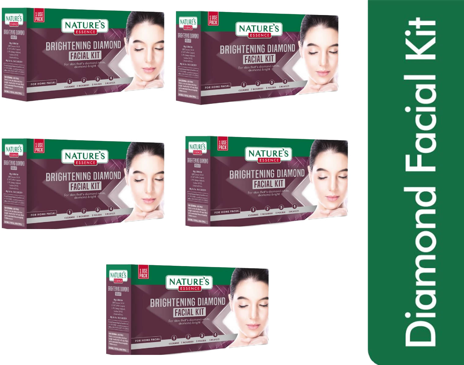     			Nature's Essence Brightening Diamind Facial Kit, 20gm, (Pack of 5)
