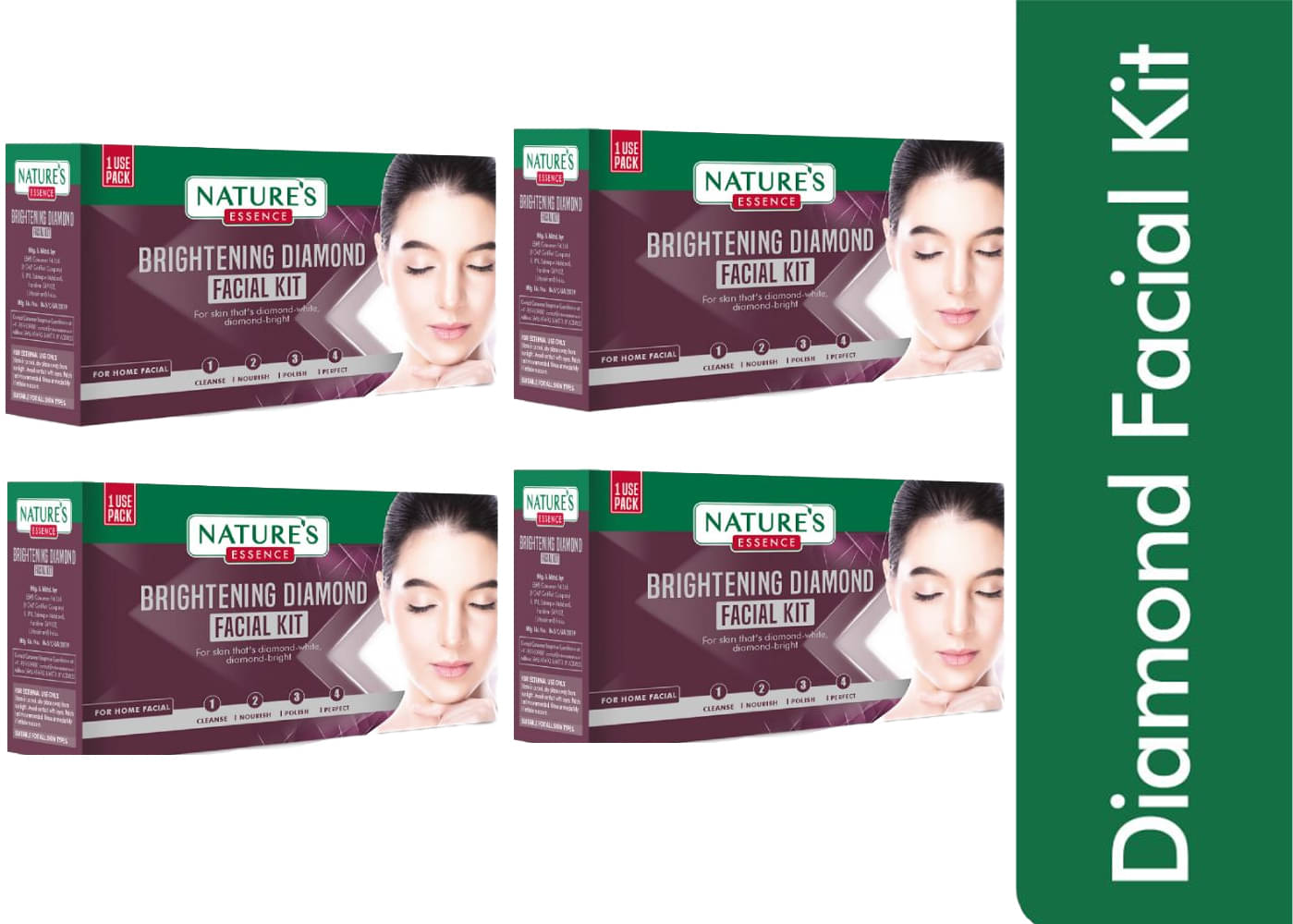     			Nature's Essence Brightening Diamind Facial Kit, 20gm, (Pack of 4)