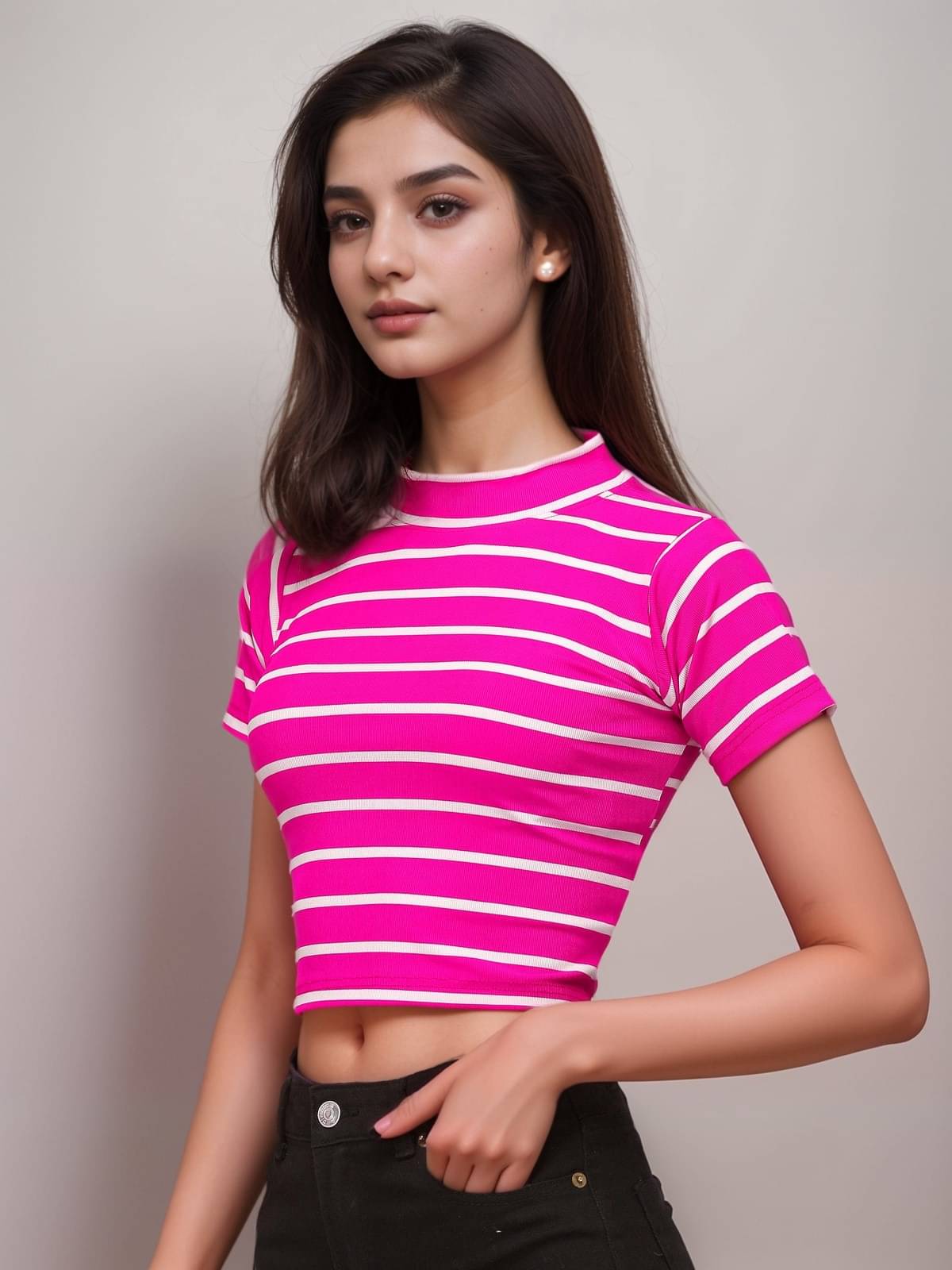     			NiloBerry Women's Lycra Crop Top ( Pink )