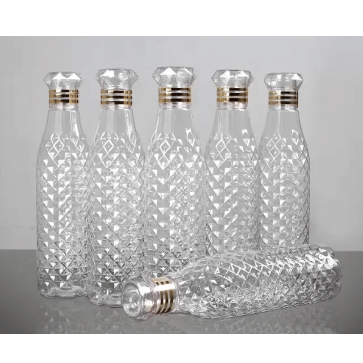     			Radhe Creation diamond water bottle, fridge water bottle, bottle White Plastic Water Bottle 1000 mL ( Set of 6 )