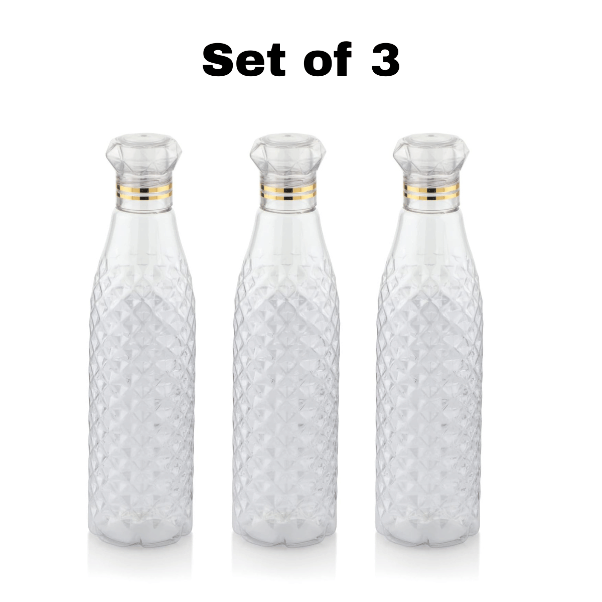     			Radhe Creation diamond water bottle, fridge water bottle, bottle White Plastic Water Bottle 1000 mL ( Set of 3 )