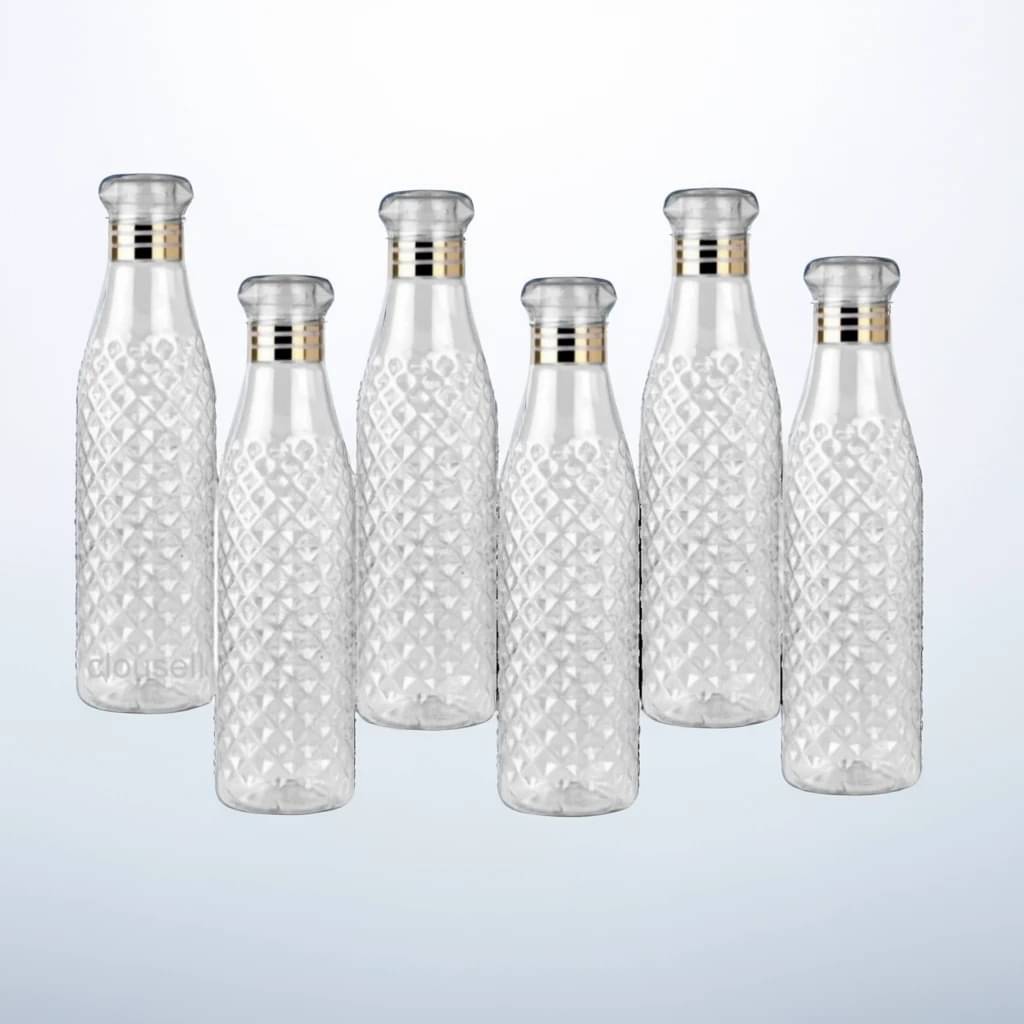     			Radhe Creation diamond water bottle, fridge water bottle, bottle White Plastic Fridge Water Bottle 1000 mL ( Set of 6 )
