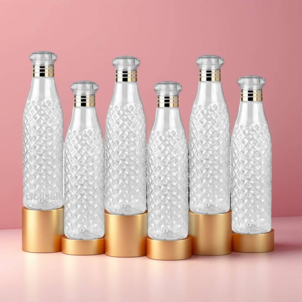     			Radhe Creation diamond water bottle, fridge water bottle, bottle White Plastic Water Bottle 1000 mL ( Set of 6 )