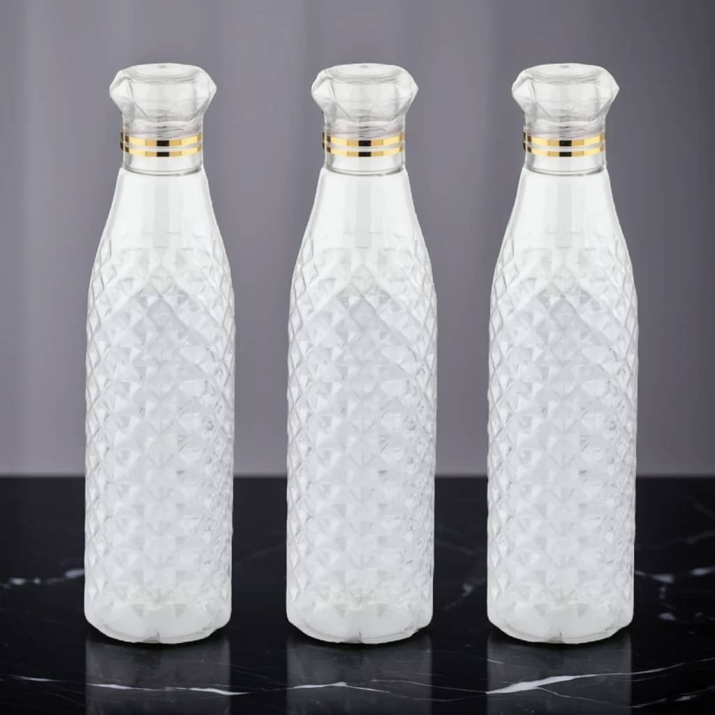     			Radhe Creation diamond water bottle, fridge water bottle, bottle White Plastic Water Bottle 1000 mL ( Set of 3 )