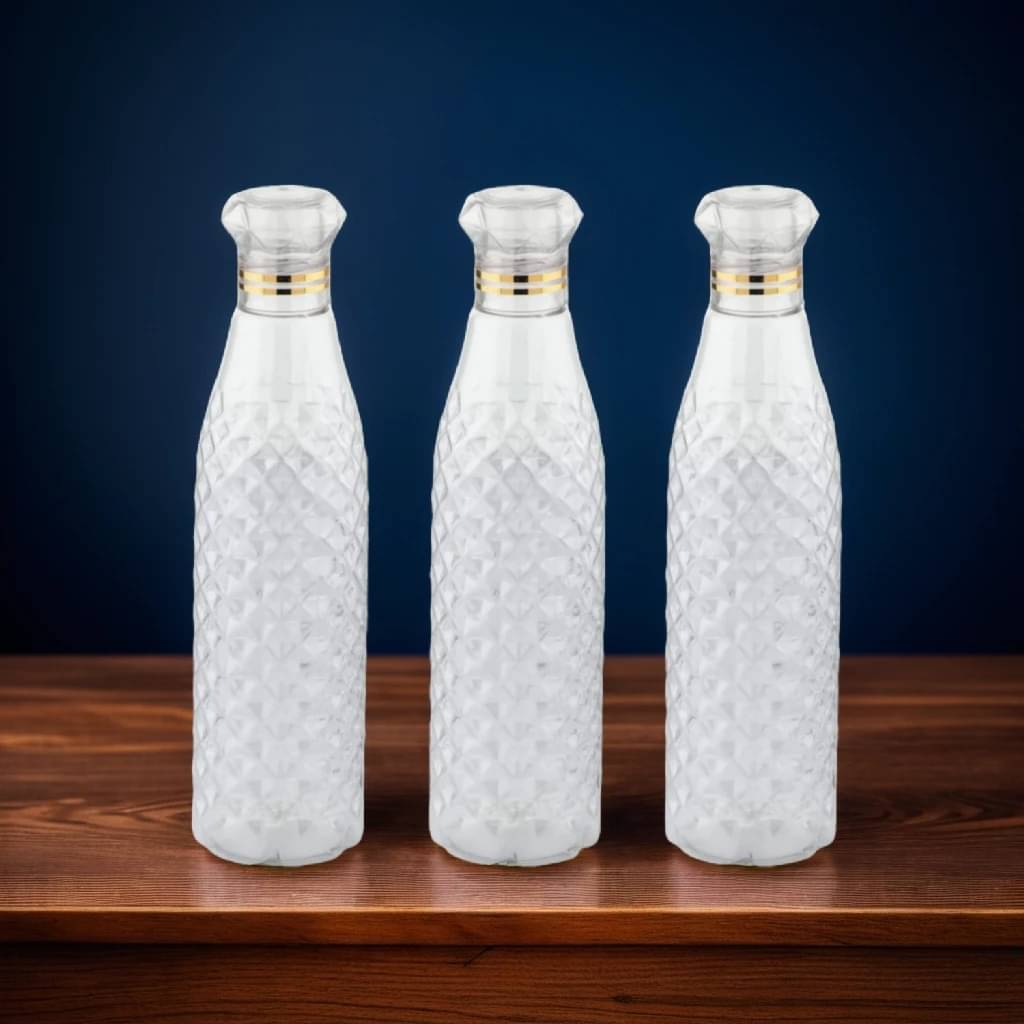     			Radhe Creation diamond water bottle, fridge water bottle, bottle White Plastic Water Bottle 1000 mL ( Set of 3 )