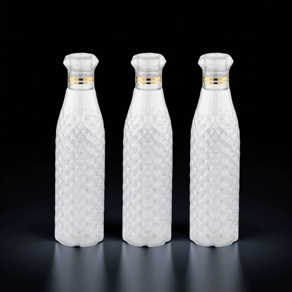     			Radhe Creation diamond water bottle, fridge water bottle, bottle White Plastic Water Bottle 1000 mL ( Set of 3 )