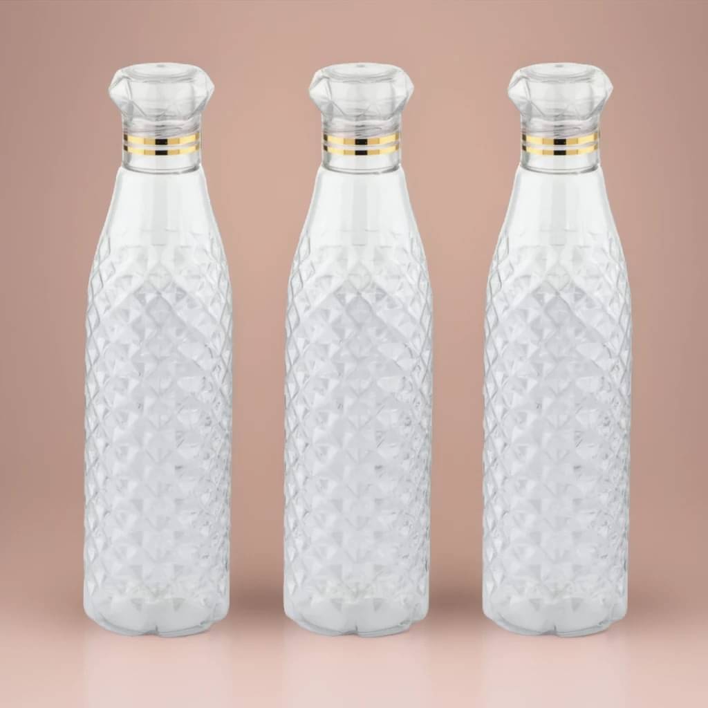     			Radhe Creation diamond water bottle, fridge water bottle, bottle White Plastic Fridge Water Bottle 1000 mL ( Set of 3 )