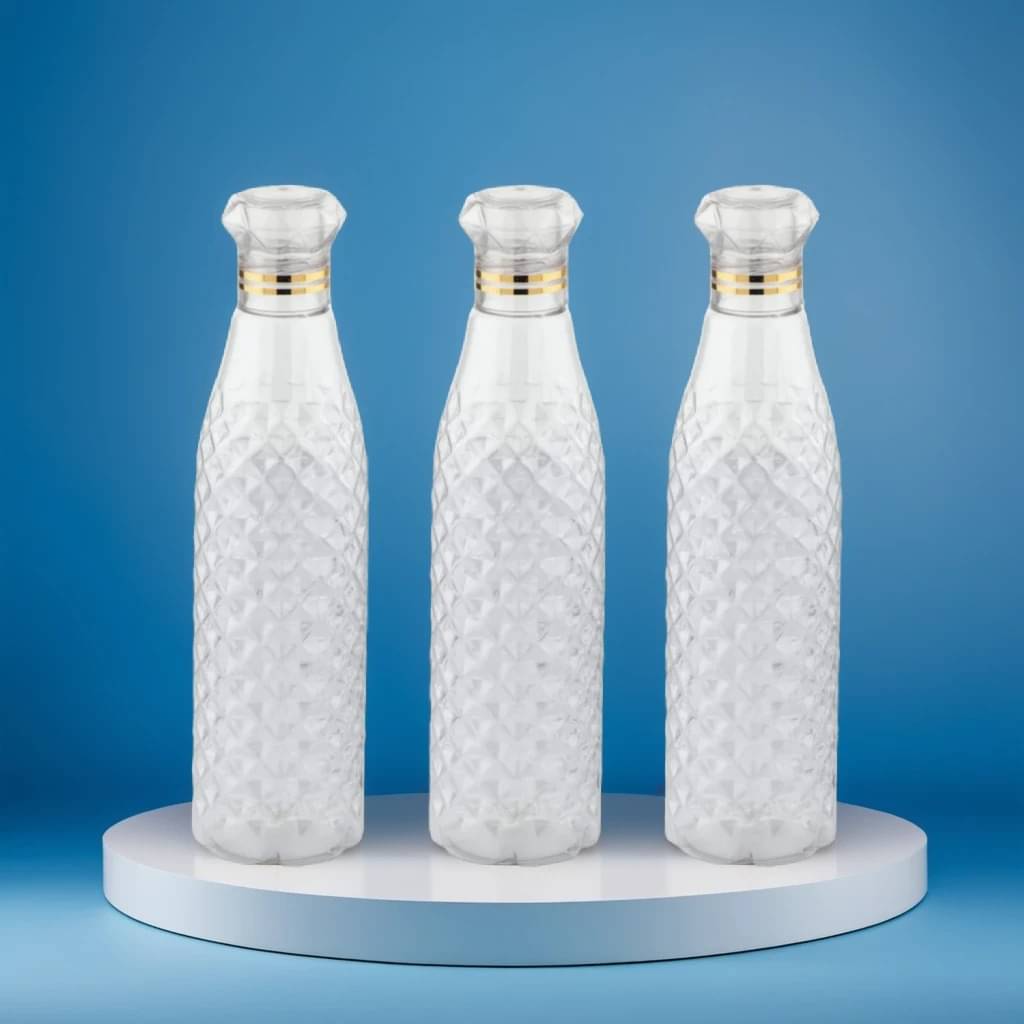     			Radhe Creation diamond water bottle, fridge water bottle, bottle White Plastic Fridge Water Bottle 1000 mL ( Set of 3 )