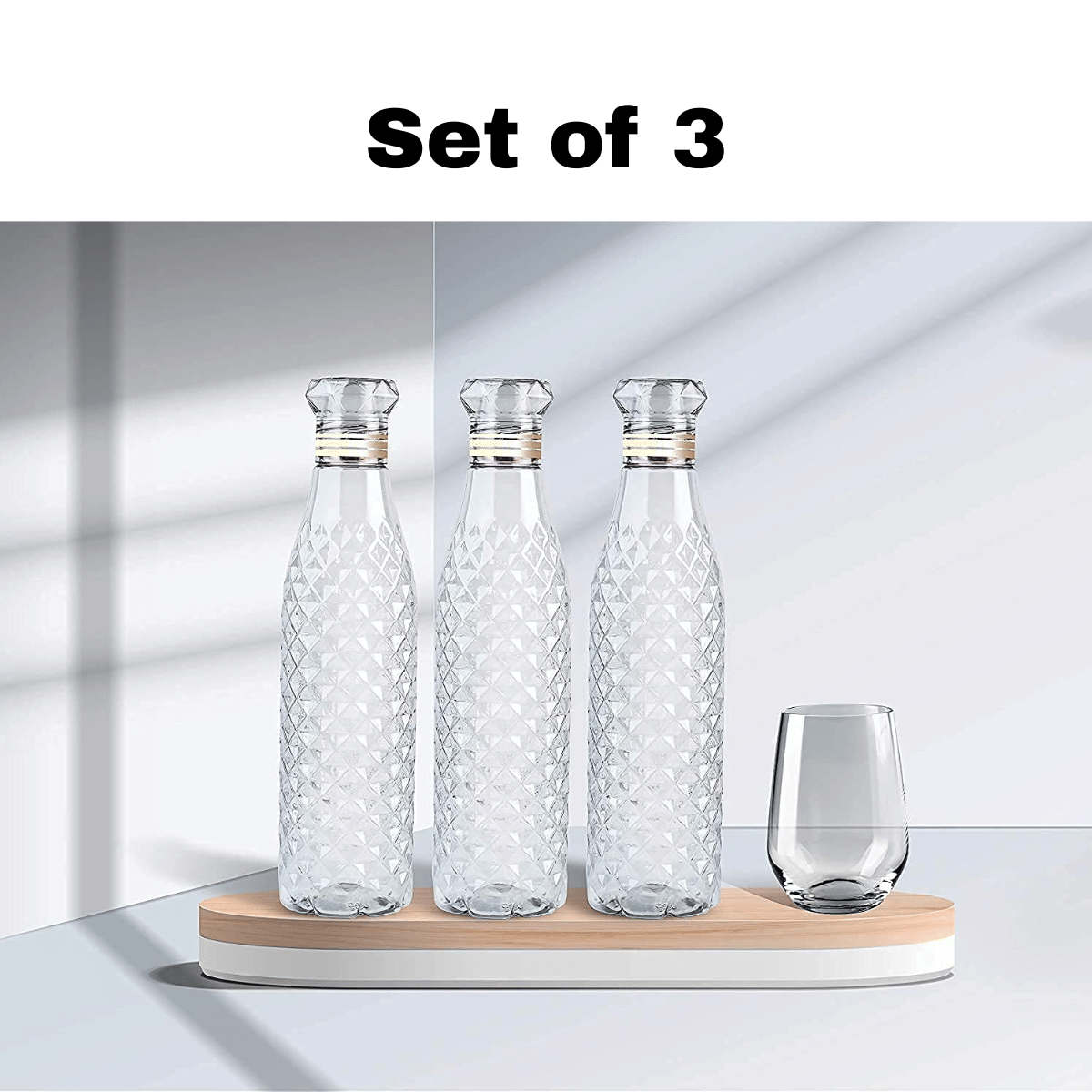     			Radhe Creation diamond water bottle, fridge water bottle, bottle White Plastic Fridge Water Bottle 1000 mL ( Set of 3 )