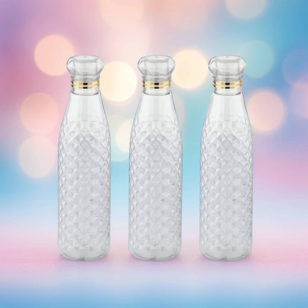     			Radhe Creation diamond water bottle, fridge water bottle, bottle White Plastic Fridge Water Bottle 1000 mL ( Set of 3 )