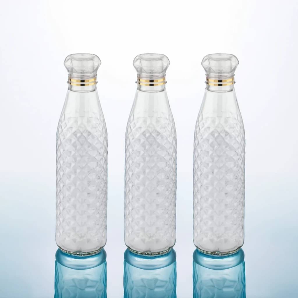     			Radhe Creation diamond water bottle, fridge water bottle, bottle White Plastic Fridge Water Bottle 1000 mL ( Set of 3 )