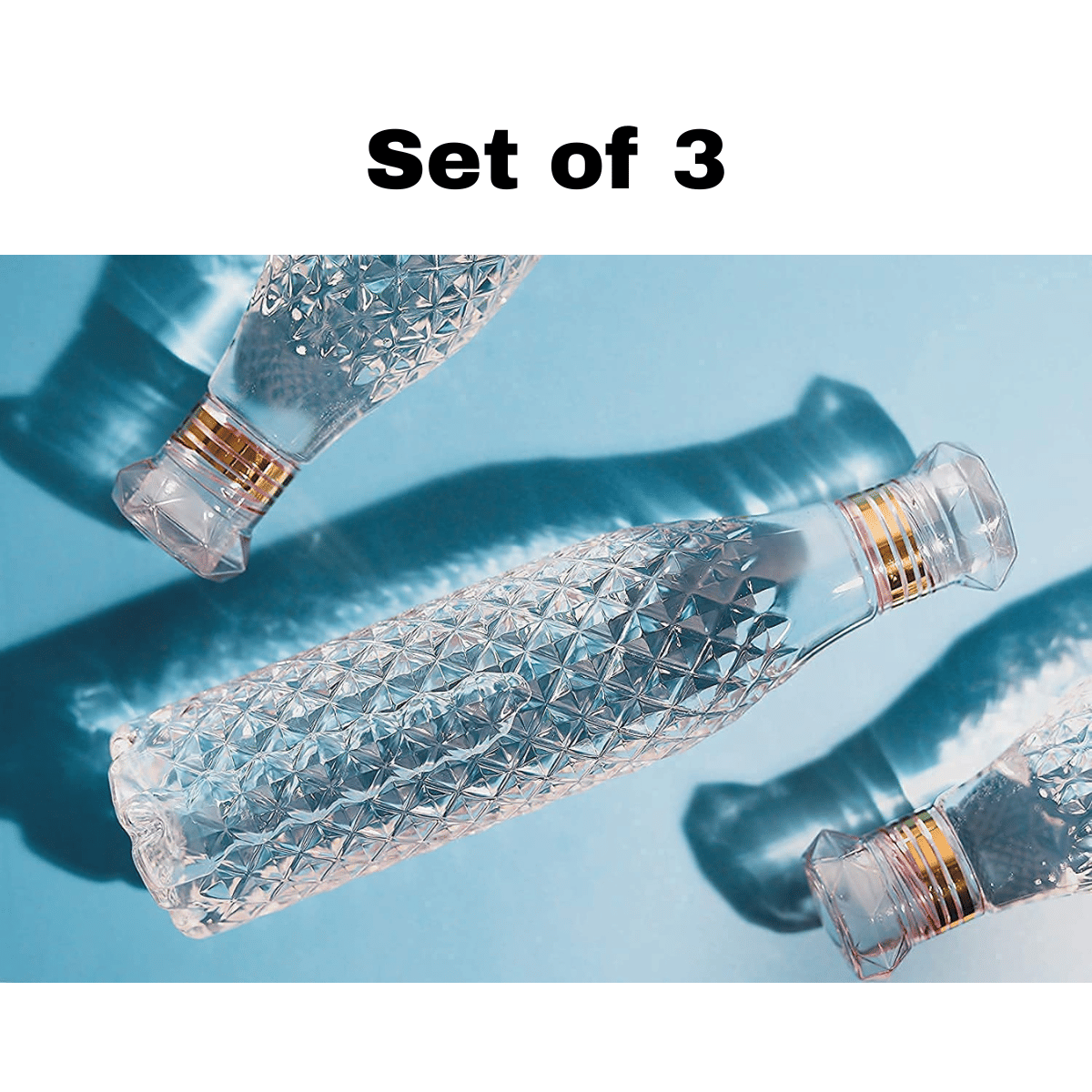     			Radhe Creation diamond water bottle, fridge water bottle, bottle White Plastic Fridge Water Bottle 1000 mL ( Set of 3 )