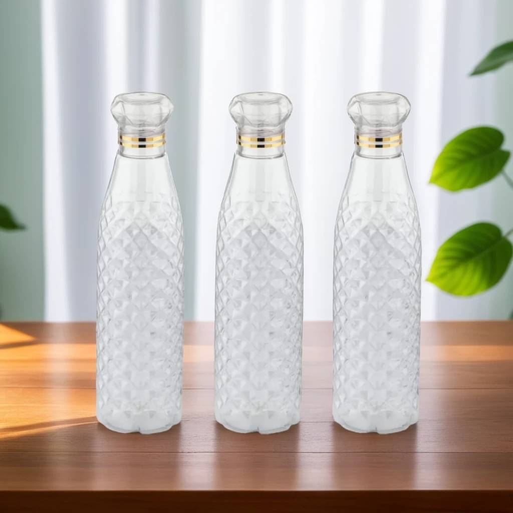    			Radhe Creation diamond water bottle, fridge water bottle, bottle White Plastic Fridge Water Bottle 1000 mL ( Set of 3 )