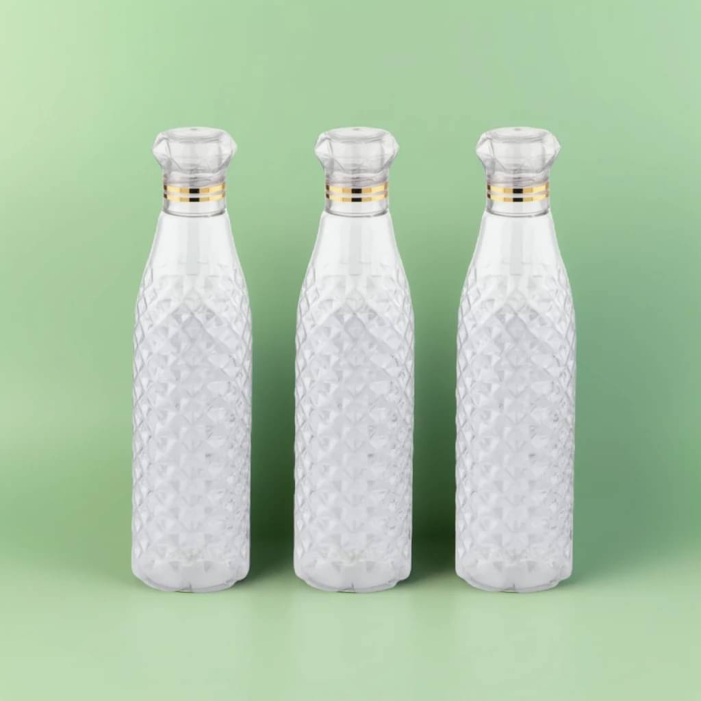     			Radhe Creation diamond water bottle, fridge water bottle, bottle White Plastic Fridge Water Bottle 1000 mL ( Set of 3 )