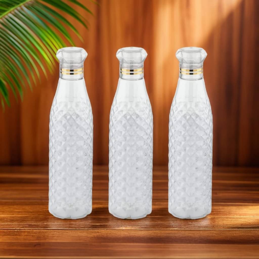     			Radhe Creation diamond water bottle, fridge water bottle, bottle White Plastic Fridge Water Bottle 1000 mL ( Set of 3 )