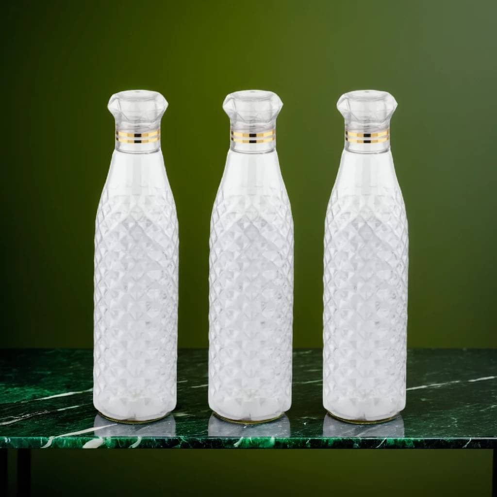     			Radhe Creation diamond water bottle, fridge water bottle, bottle White Plastic Fridge Water Bottle 1000 mL ( Set of 3 )