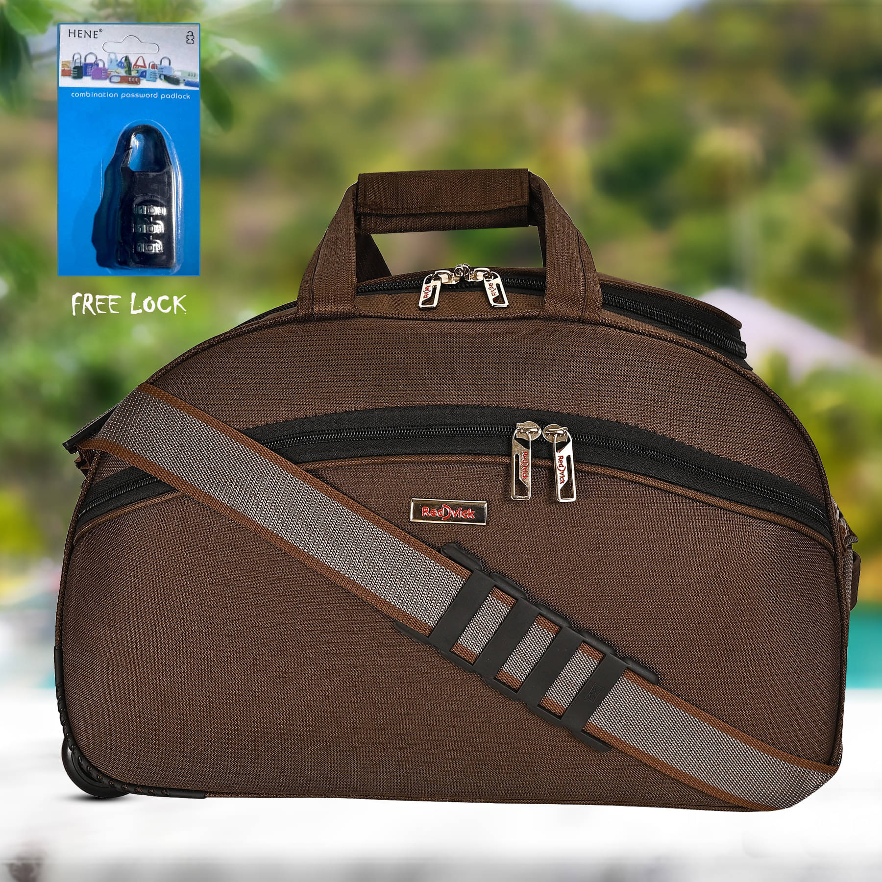     			Red vick 60 Ltrs Brown Polyester Duffle Trolley