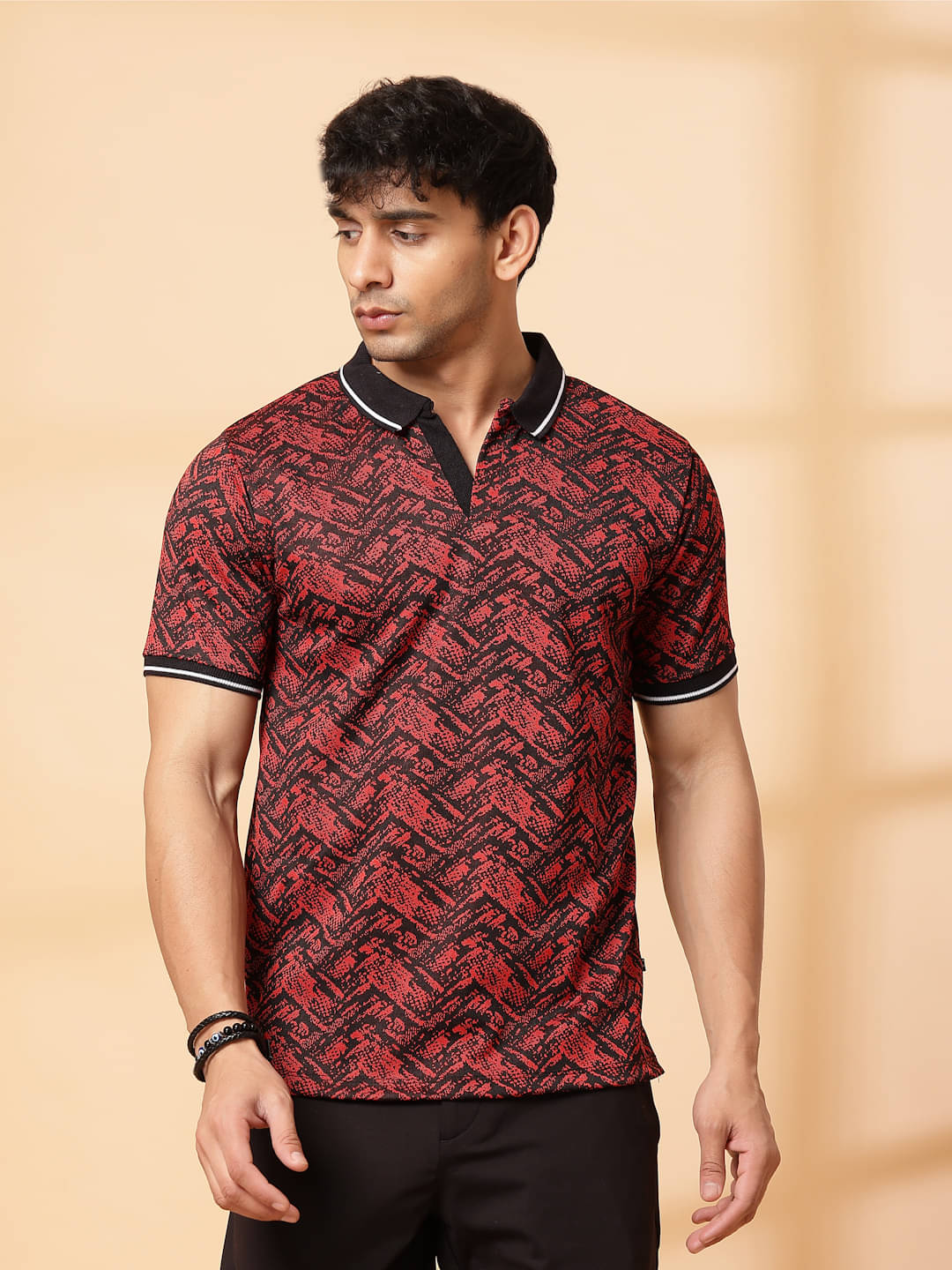     			Rigo Pack of 1 Polyester Regular Fit Printed Half Sleeves Men's Polo T Shirt ( Maroon )