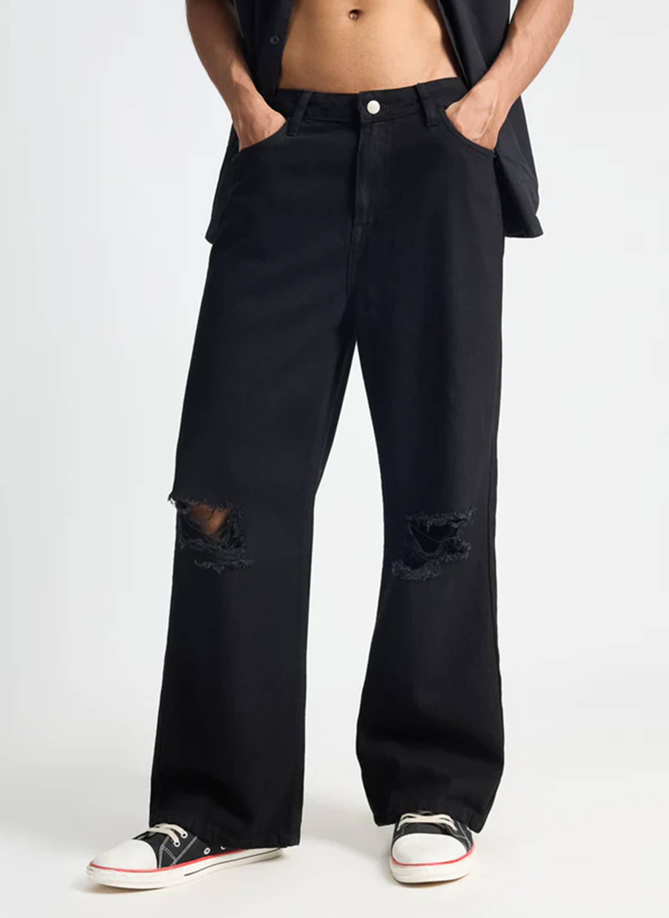 Star4well Relaxed Distressed Men's Jeans - Black ( Pack of 1 ) - Jeans | Buy online on ZillyBuy