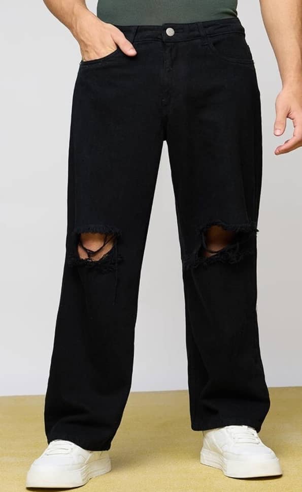 Star4well Relaxed Distressed Men's Jeans - Black ( Pack of 1 ) - Jeans | Buy online on ZillyBuy