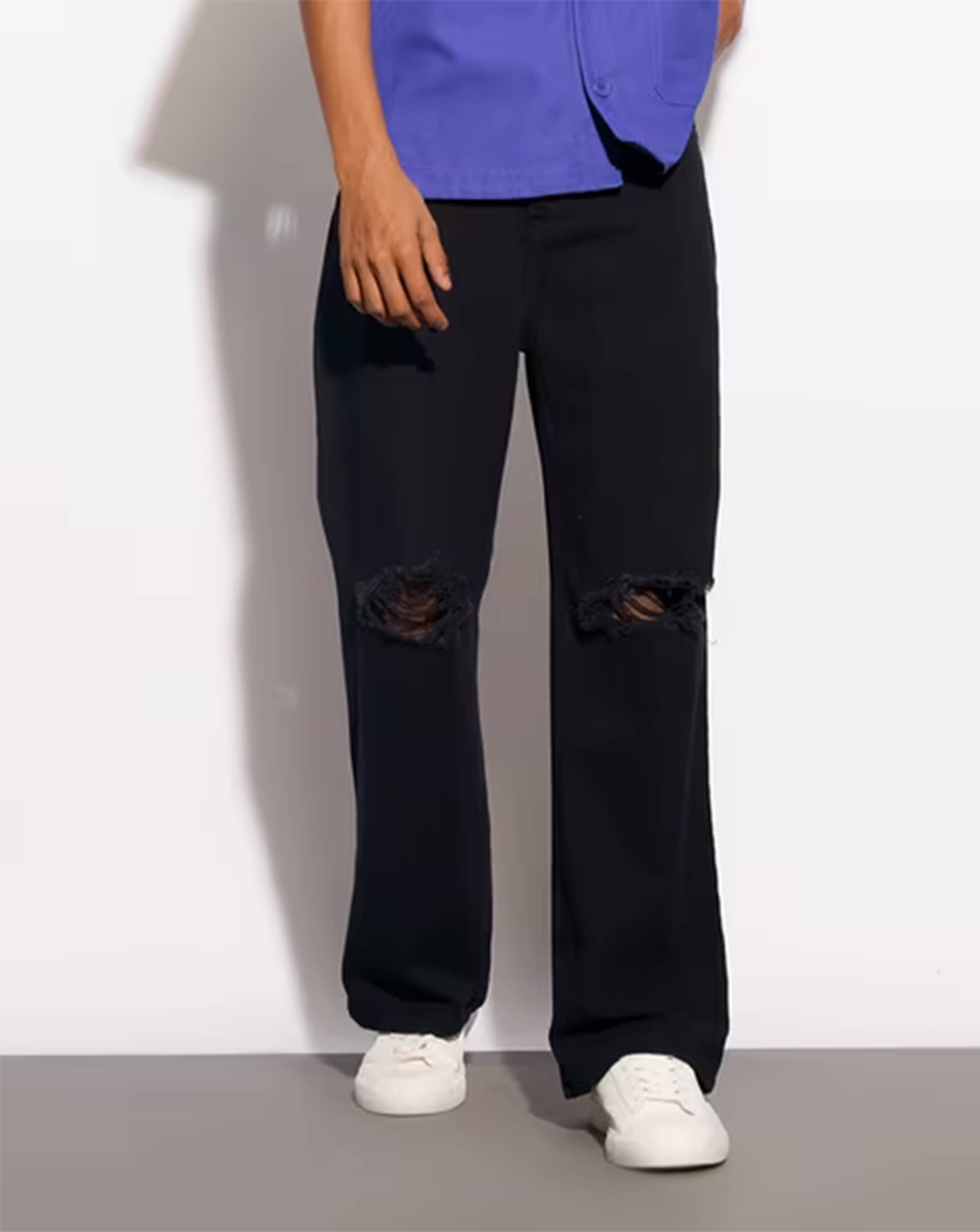 Star4well Relaxed Distressed Men's Jeans - Black ( Pack of 1 ) - Jeans | Buy online on ZillyBuy