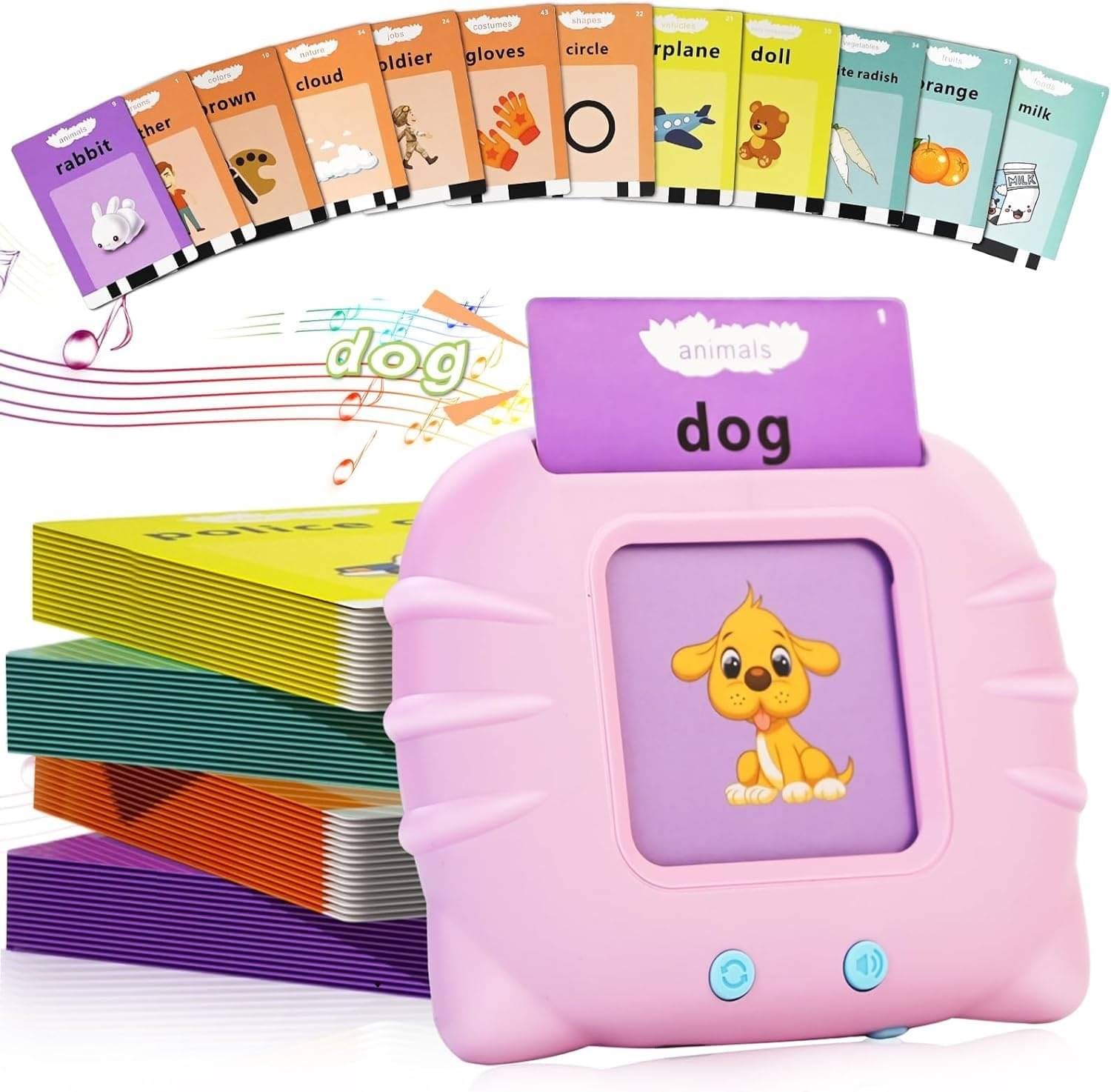     			Toys Rechargeable Educational Learning Talking Flash Cards for 2 Year Old Kids Boys Girls Baby Montessori Toys(Pink)