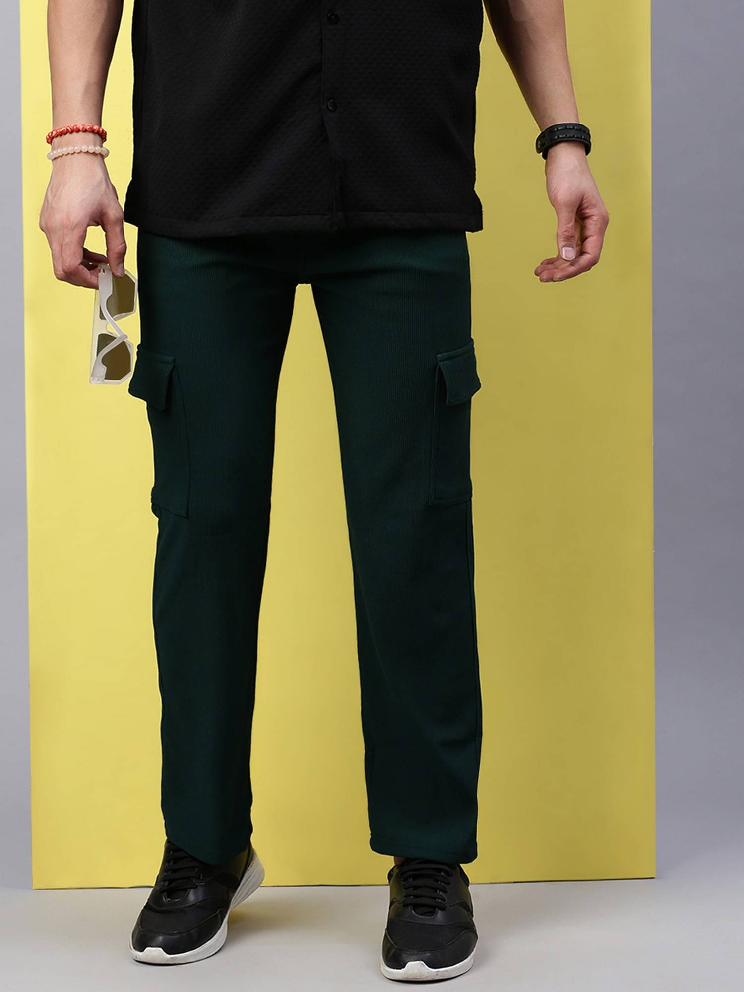     			VOXATI Regular Flat Men's Cargos - Green ( Pack of 1 )