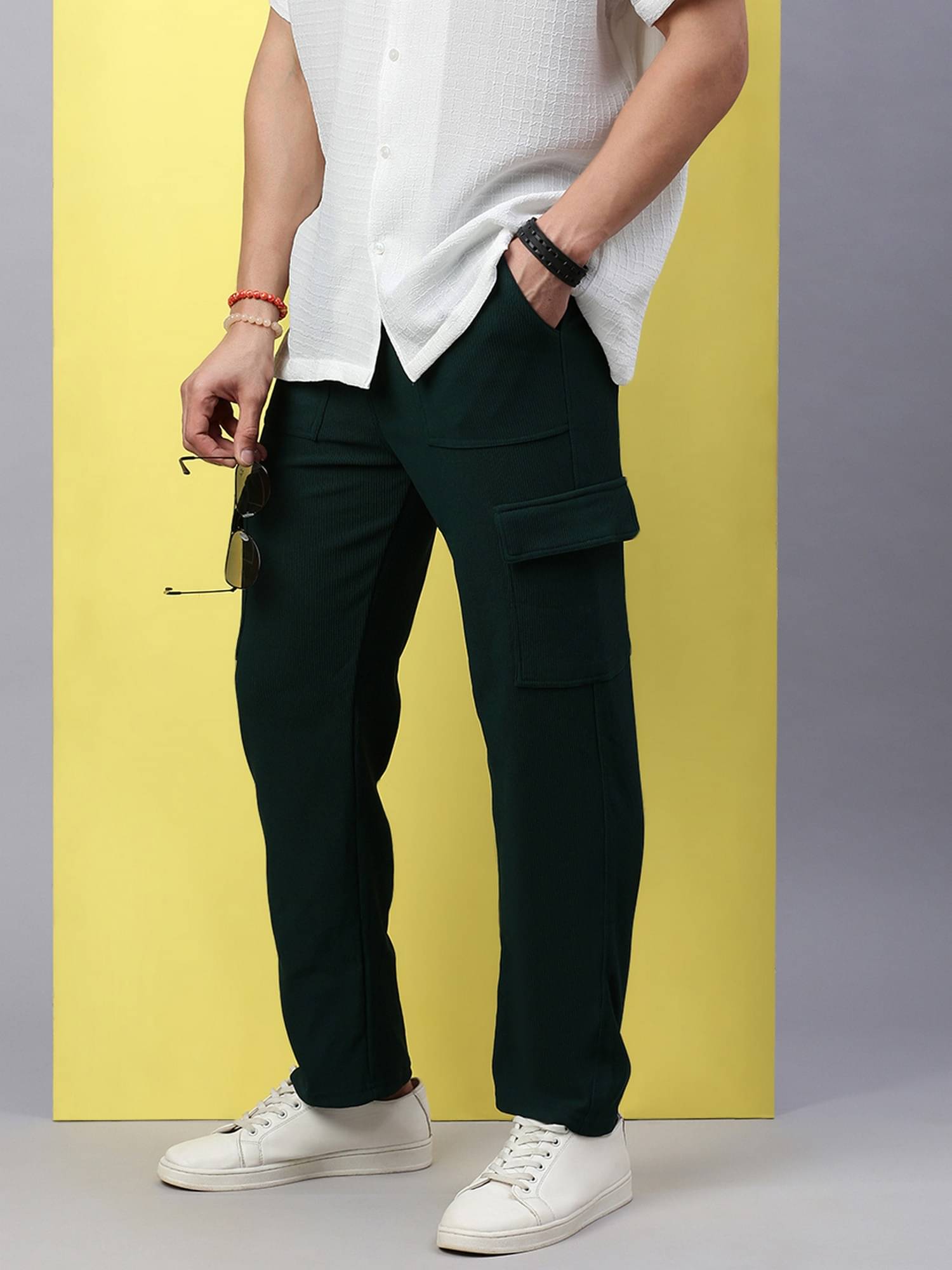     			VOXATI Regular Flat Men's Cargos - Green ( Pack of 1 )