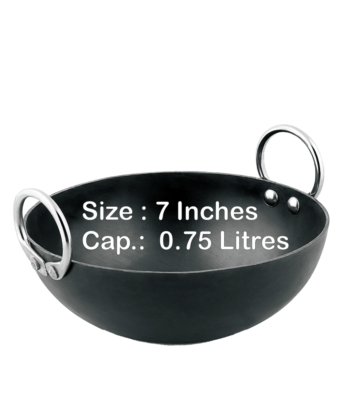 Veer Ms Kadai Non coated Iron Deep Kadhai Heavy Bottom Stainless Steel Handle 2 Thickness mm 18 cm Diameter ( 0.7 L ) Veer Ms Kadai Non coated Iron Deep Kadhai Heavy Bottom Stainless Steel Handle 2 Thickness mm 18 cm Diameter ( 0.7 L )