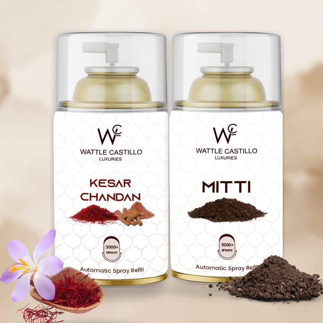    			Wattle Castillo Room Freshener Refill 265ML-kesar & Mitti( Pack of 2 )