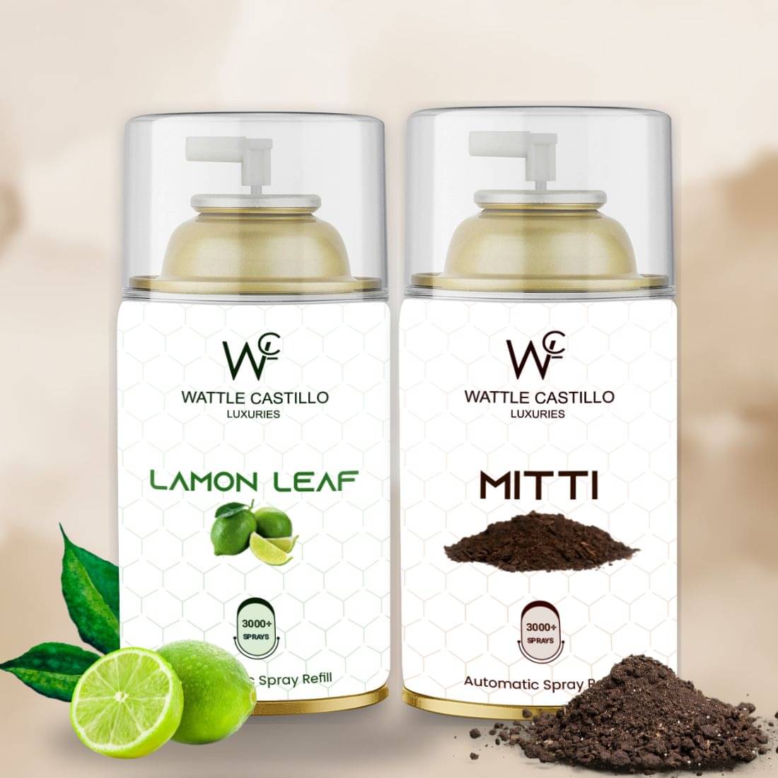 Wattle Castillo Room Freshener Refill 265ML-Lemon & Mitti ( Pack of 2 ) Wattle Castillo Room Freshener Refill 265ML-Lemon & Mitti ( Pack of 2 )
