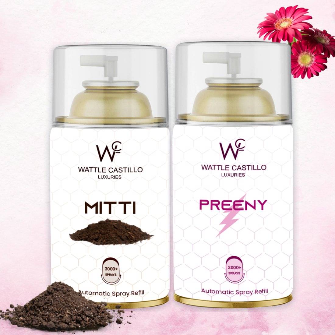 Wattle Castillo Room Freshener Refill 265ML-Mitti & Preeny ( Pack of 2 ) Wattle Castillo Room Freshener Refill 265ML-Mitti & Preeny ( Pack of 2 )