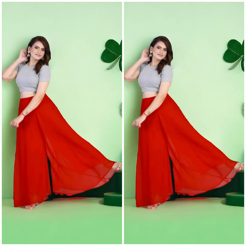     			YASHASVI ENTERPRISE - Red Georgette Women's Palazzo ( Pack of 2 )