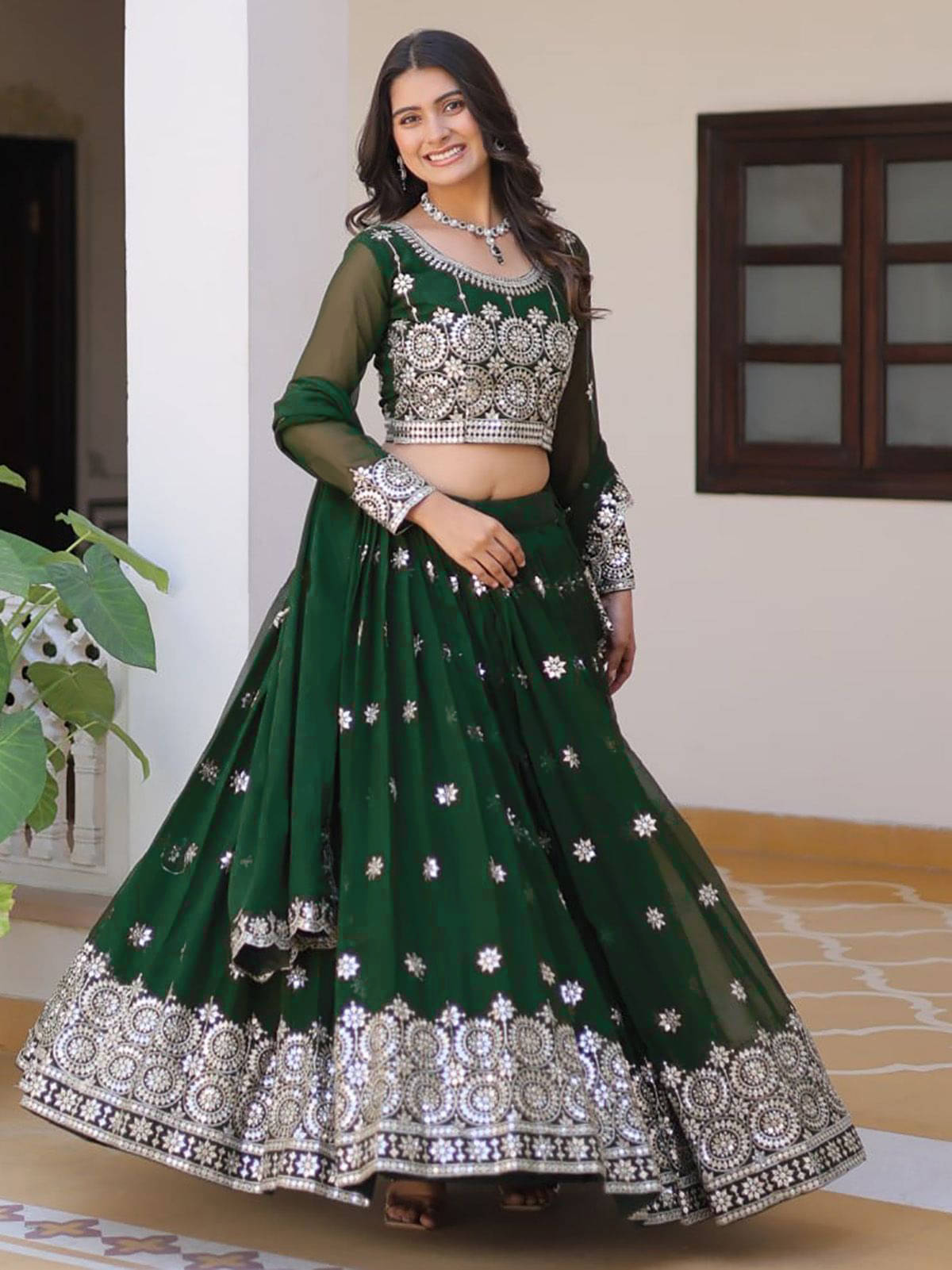 kedar fab Green Georgette Circular Semi Stitched Lehenga Single kedar fab Green Georgette Circular Semi Stitched Lehenga Single