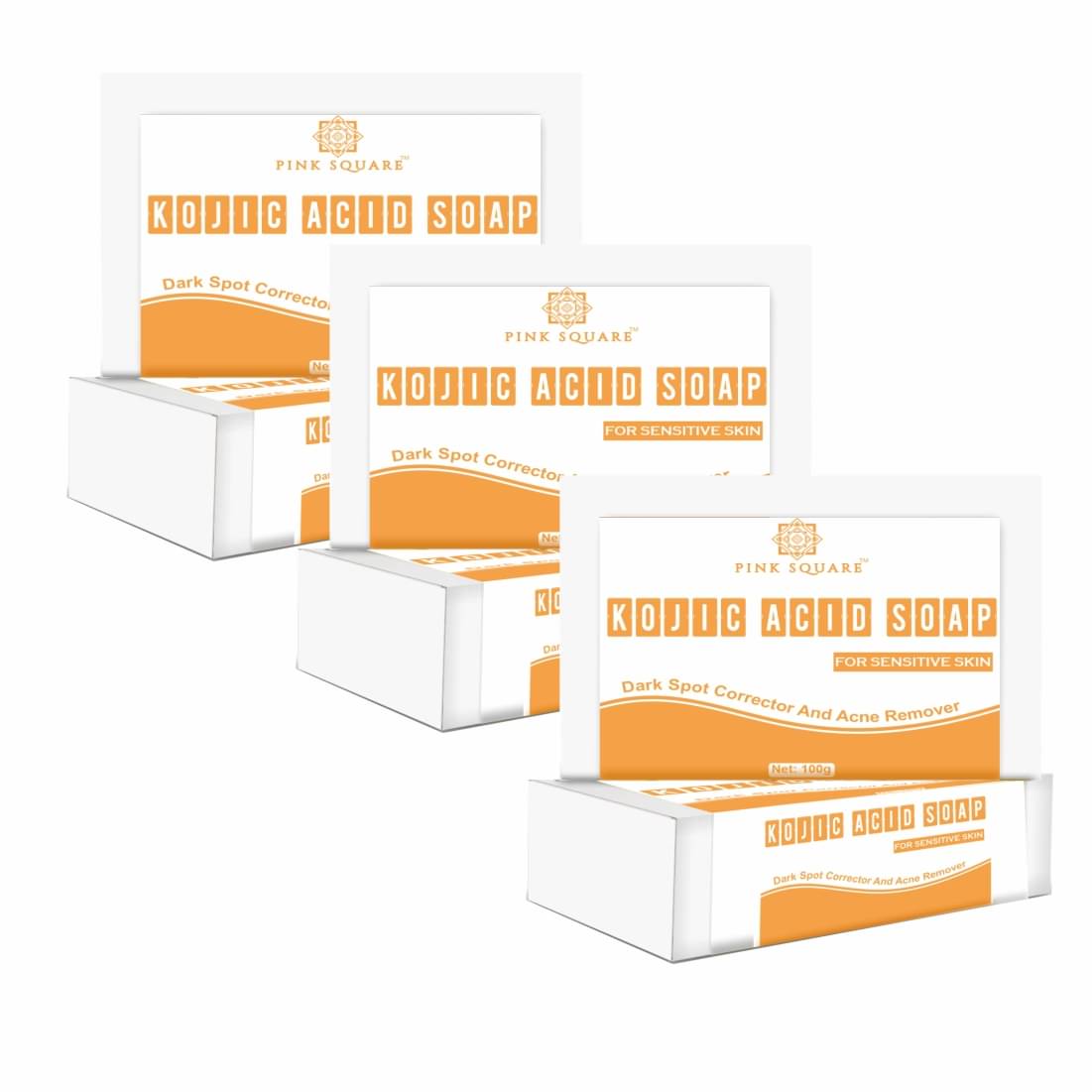     			pink square Skin Whitening Reduce Blemish & Dark Spots Kojic Acid Soap for Sensitive Skin ( Pack of 3 )