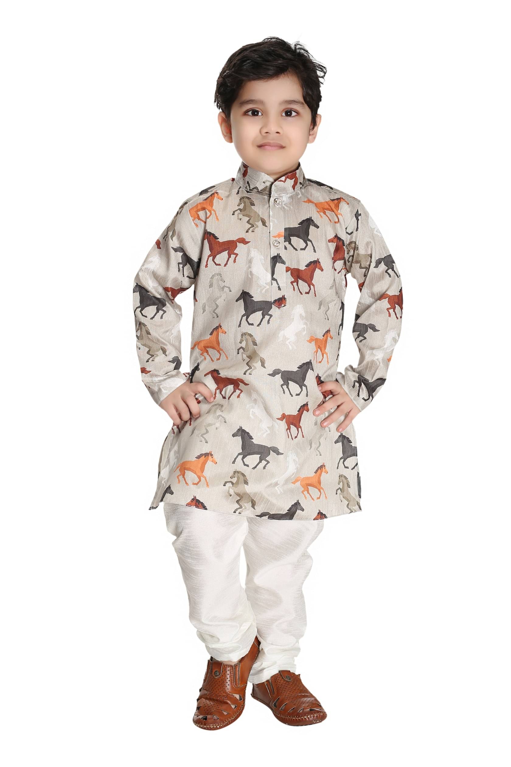     			s muktar garments Baby Boys Cotton Blend Abstract - Pattern Kurta Pyjama Set ( Multicolor , Pack of 1 )