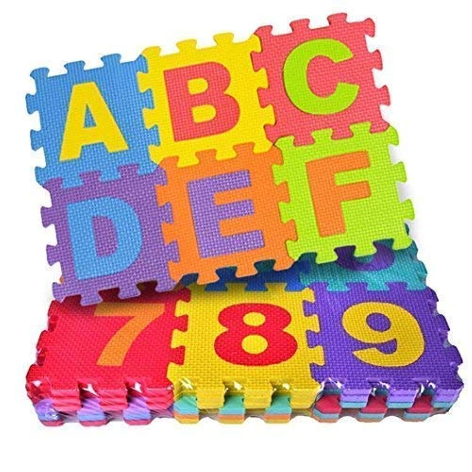     			36 Pieces Mini Puzzle Foam Mat for Kids, Interlocking Learning Alphabet and Number Mat for Kids - Multicolor